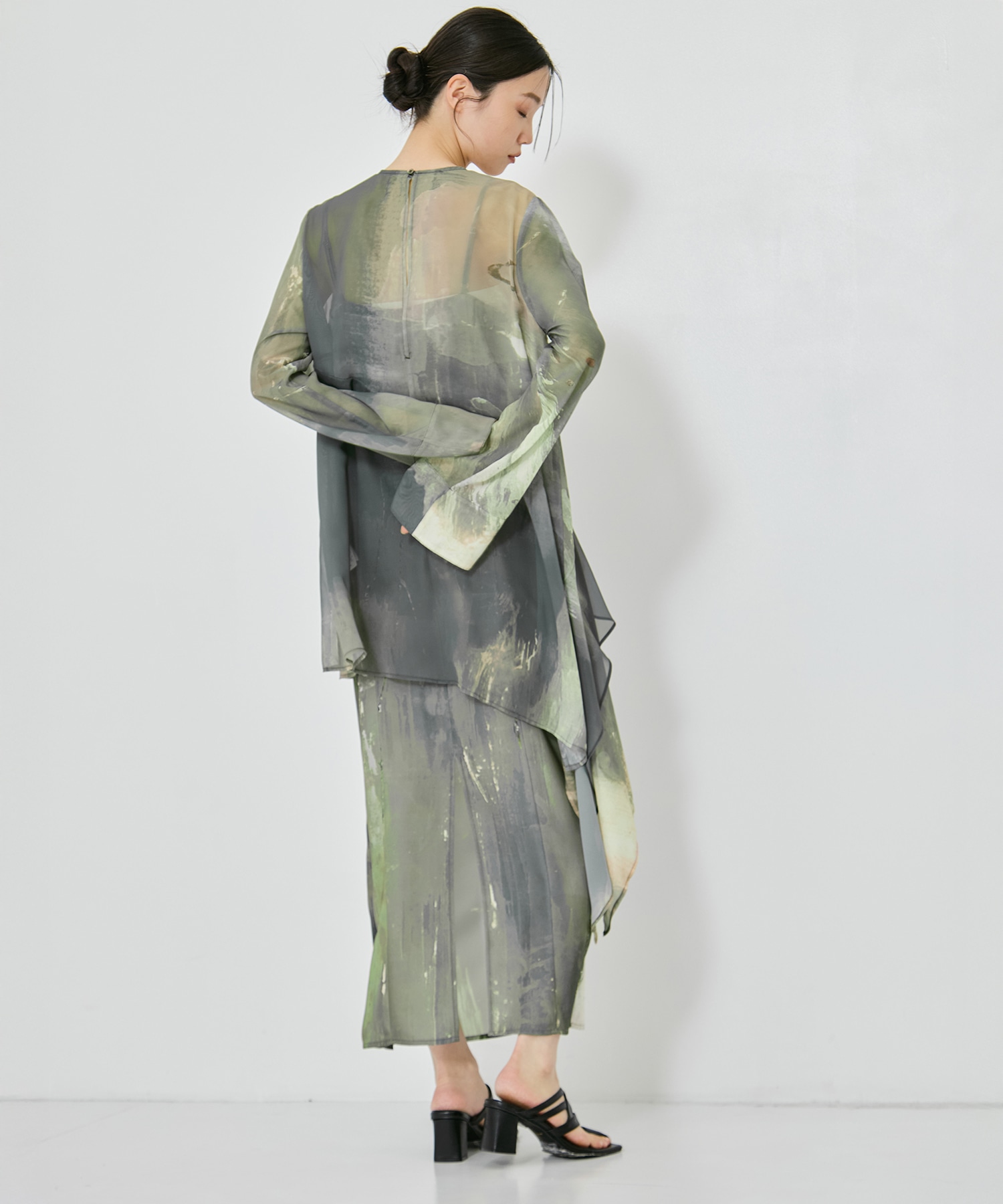 PAINTED TEXTURE ART LAYERED DRESS AMERI