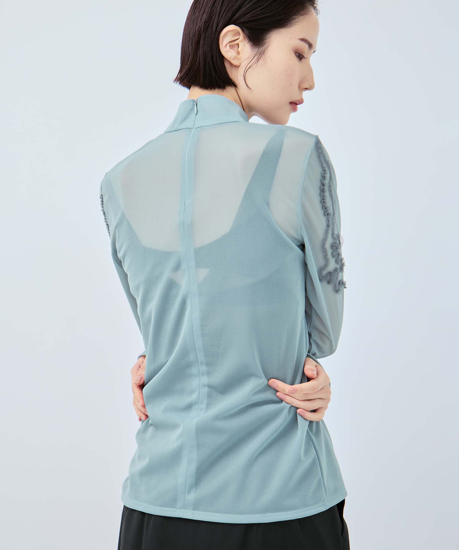 別注Moon road embroidered sheer top MURRAL