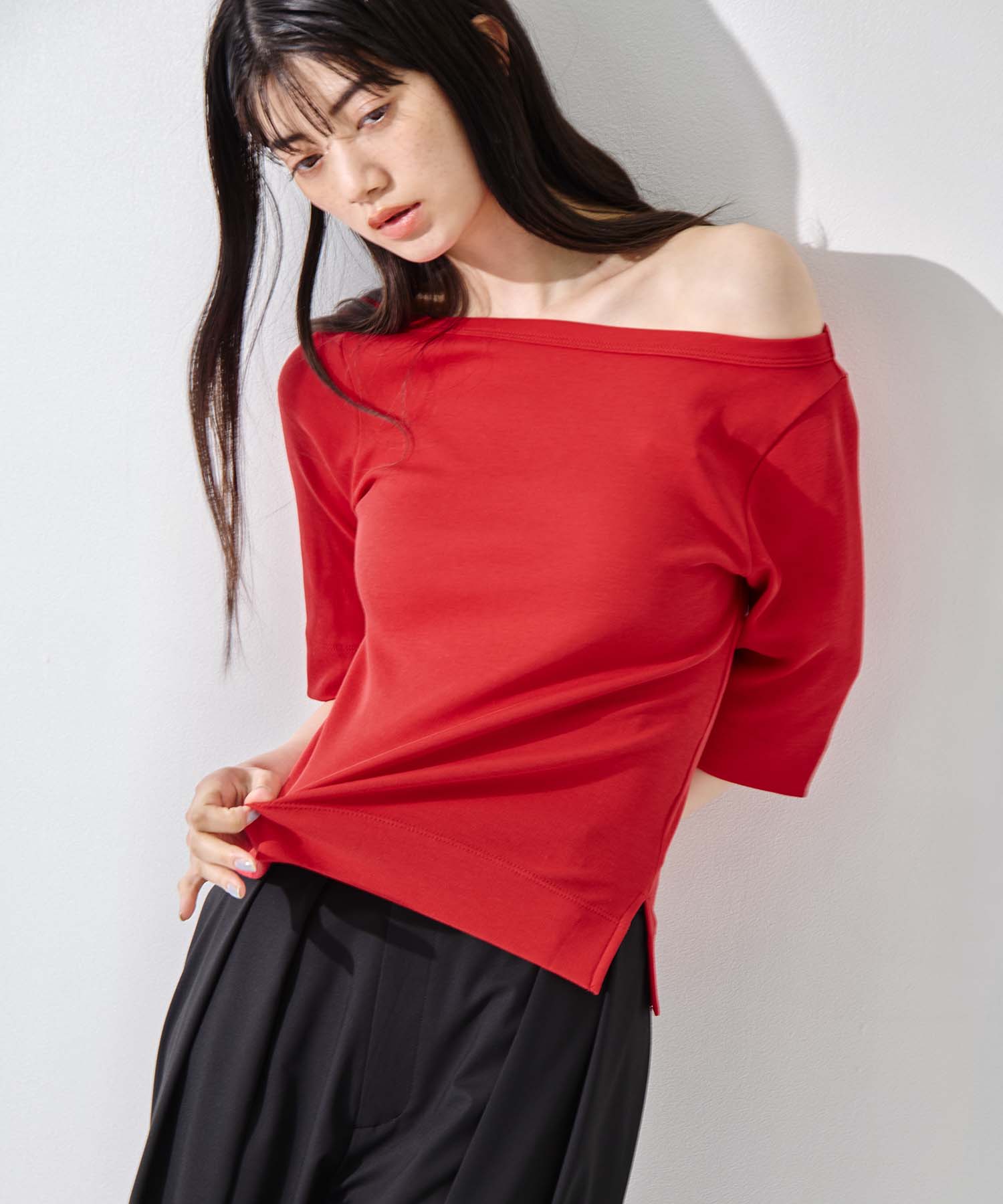 Luxury Cotton Boat Neck Tee 