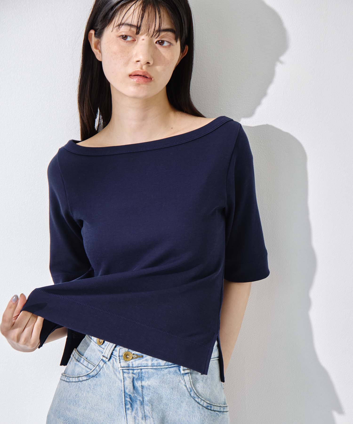 Luxury Cotton Boat Neck Tee 