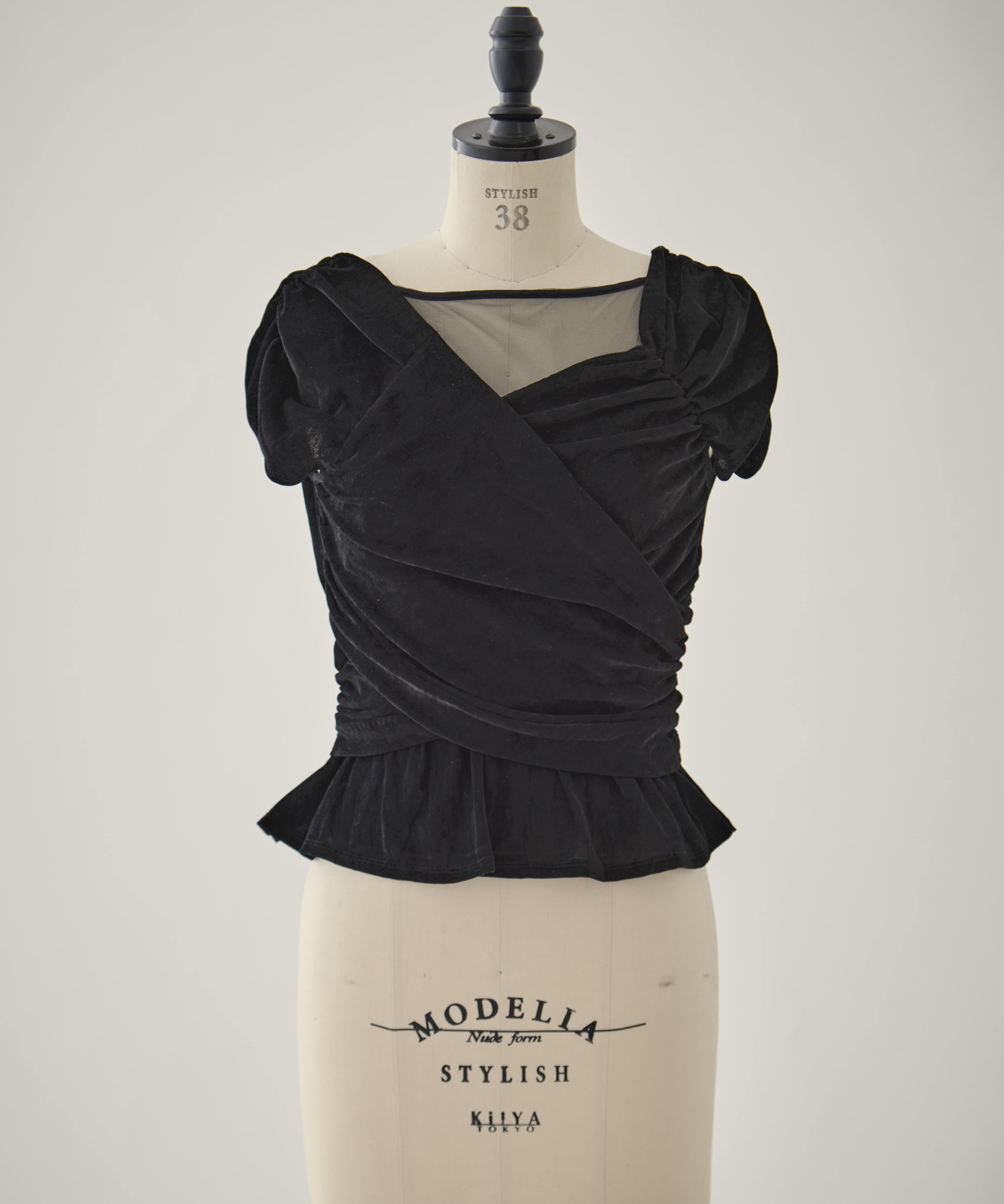 VELVET TULLE GATHERED TOP FETICO