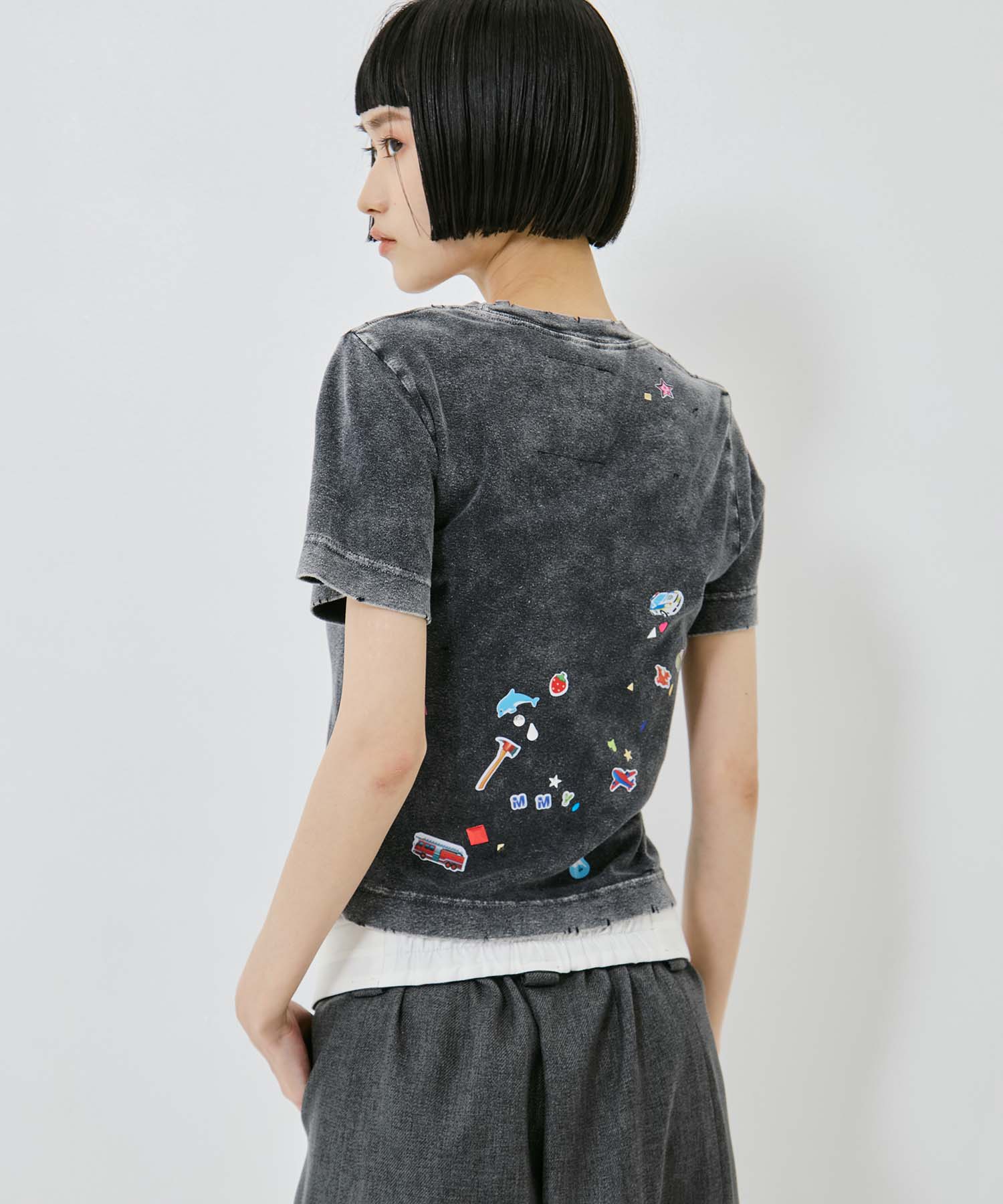 BLEACHED KIDS STICKER MINI TEE Maison MIHARA YASUHIRO