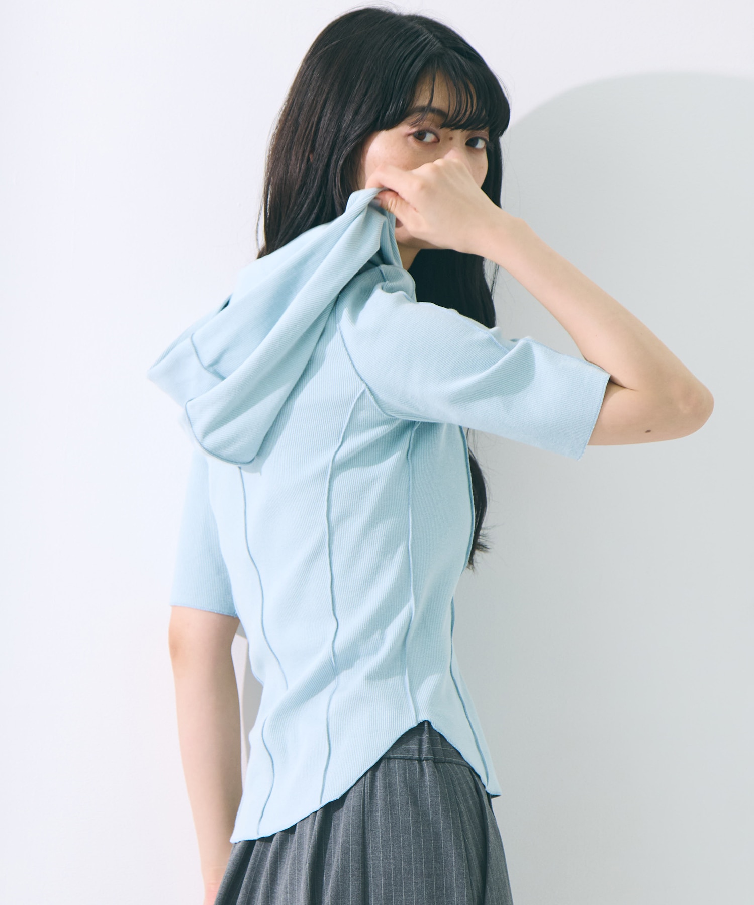 Zip Up Hoodie Rib Top STUDIOUS