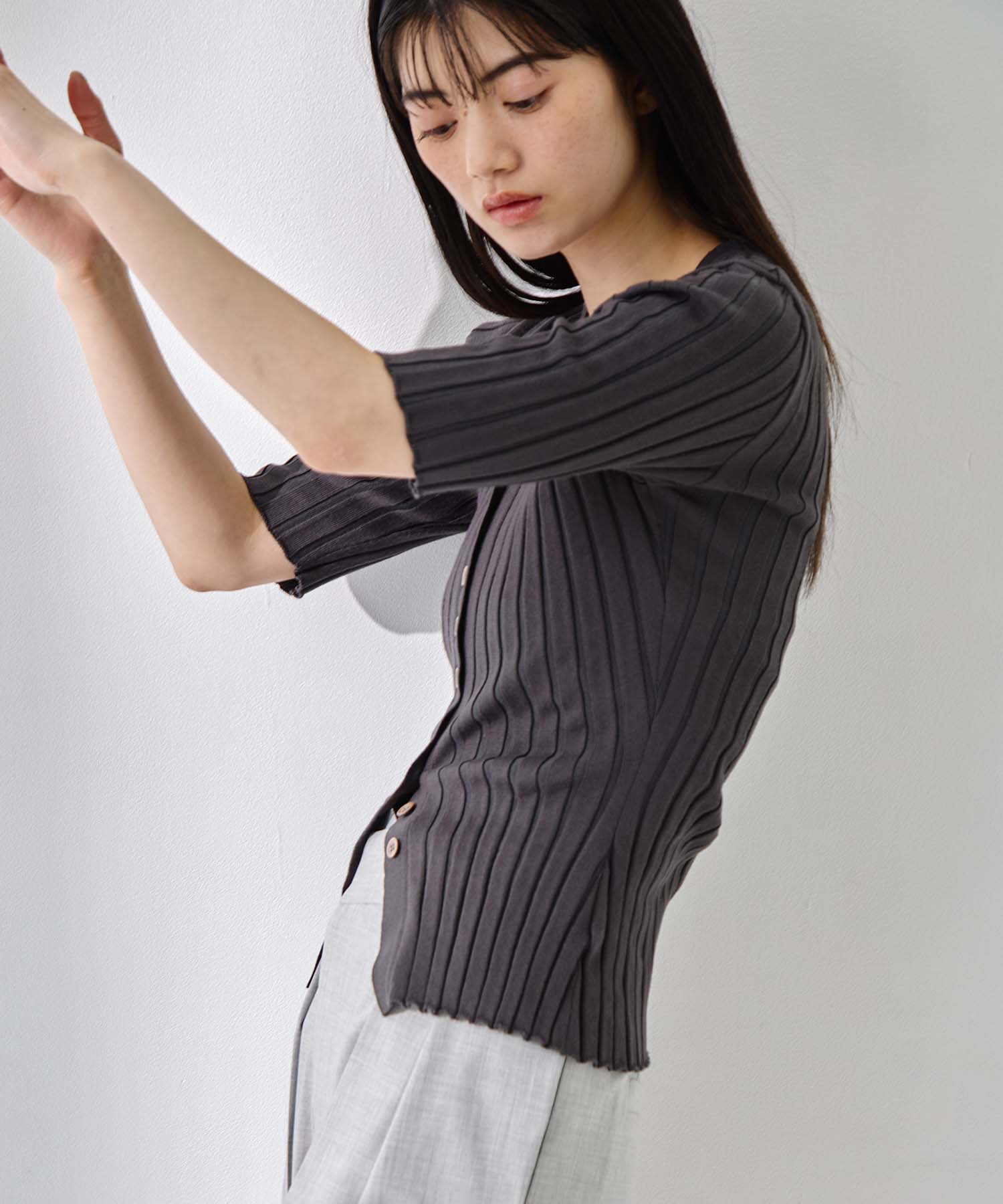Silk Viscose Wide Rib Cardigan STUDIOUS