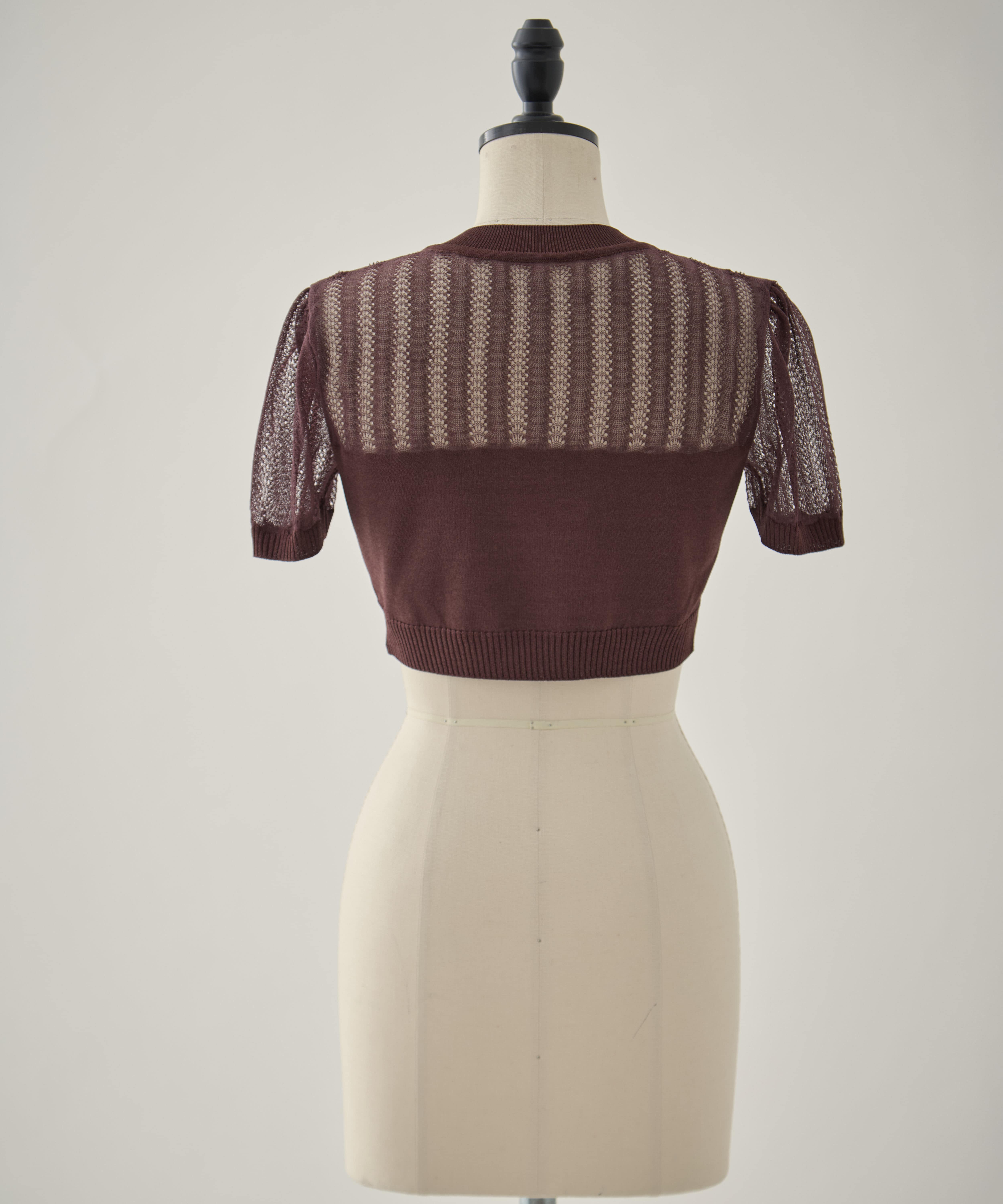 CONVERTIBLE SHEER STRIPE KNIT CARDIGAN FETICO