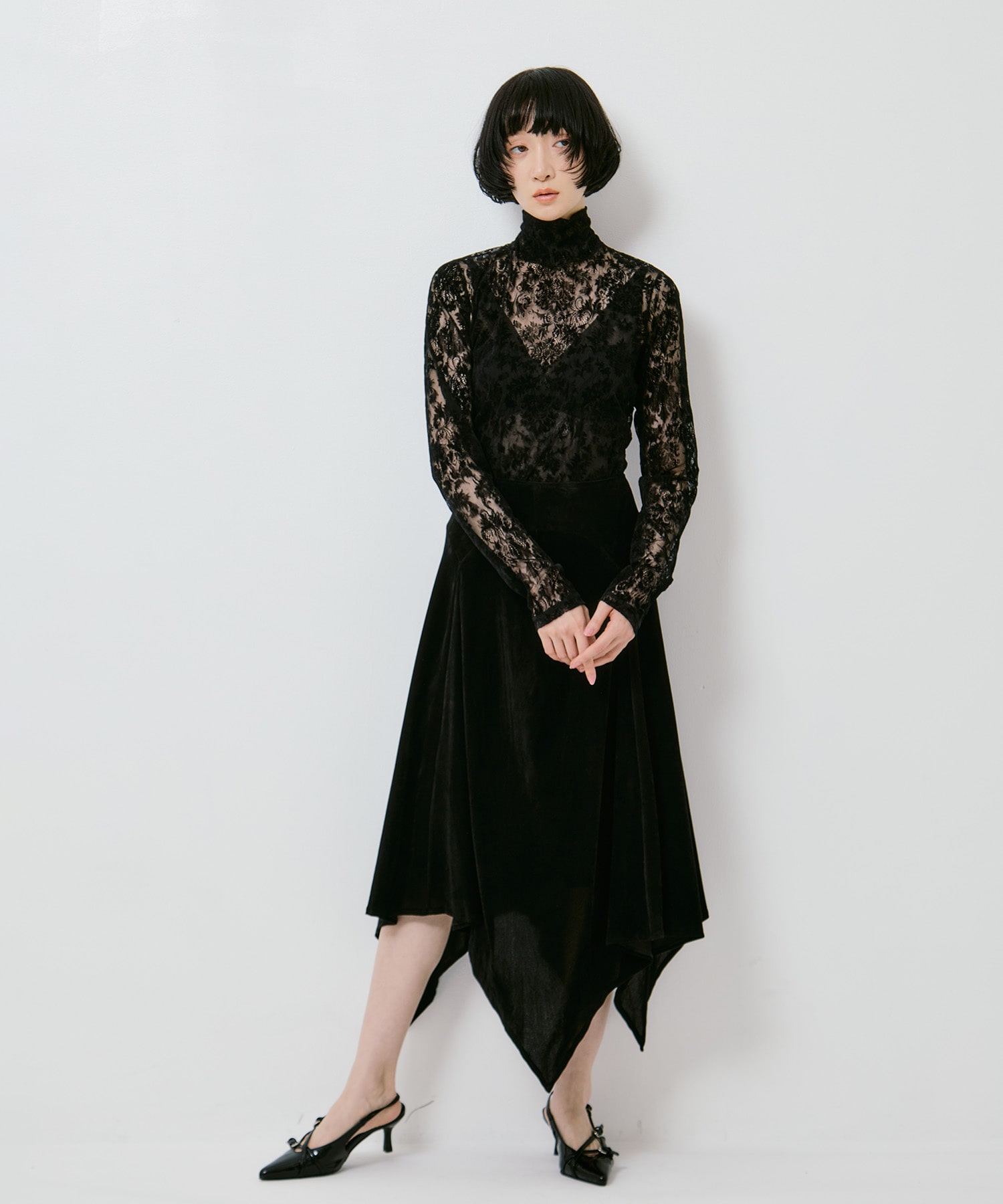 VELVET TULLE GATHERED SKIRT FETICO