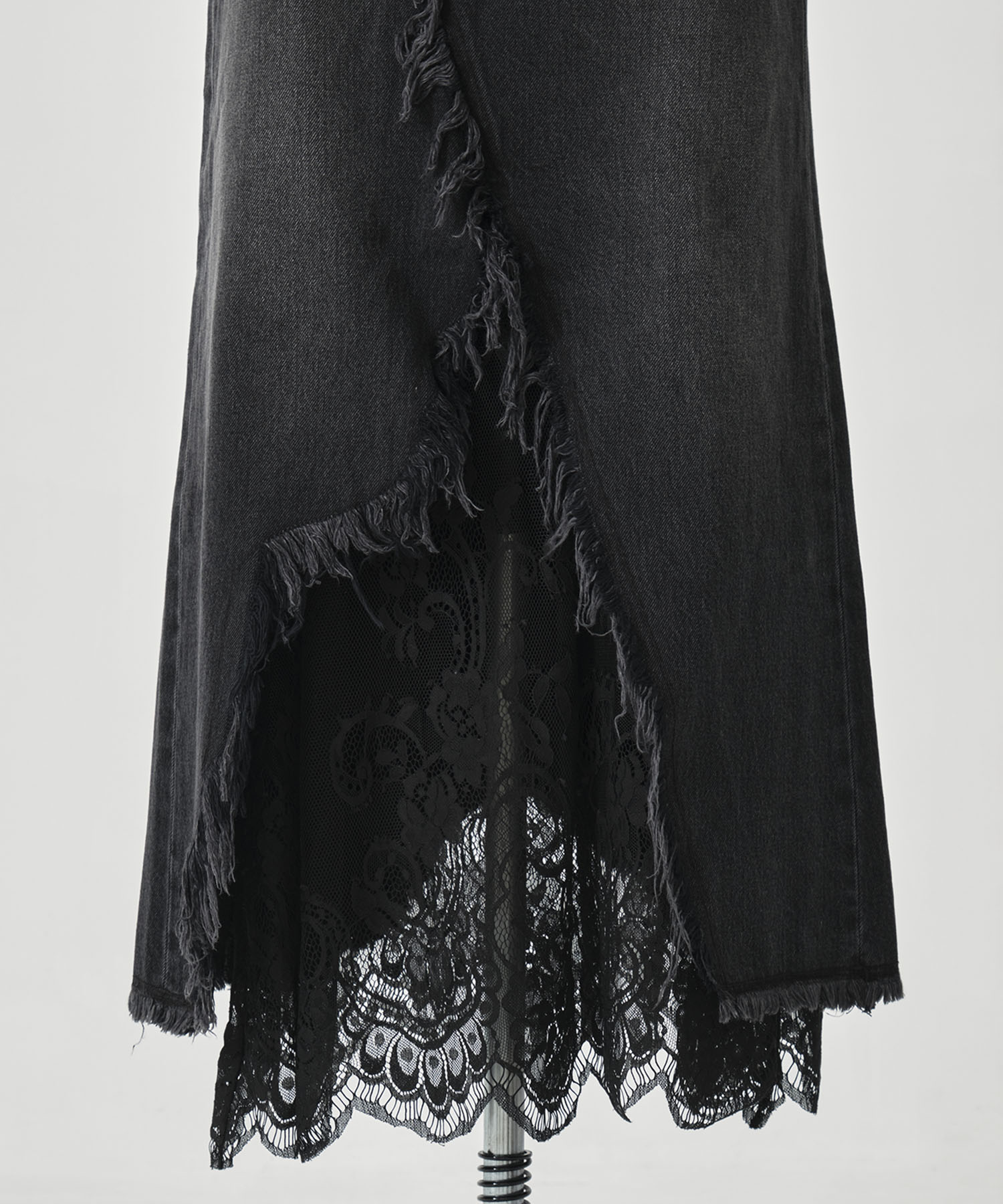 REMAKE LIKE DENIM LACE LAYERED SKIRT AMERI