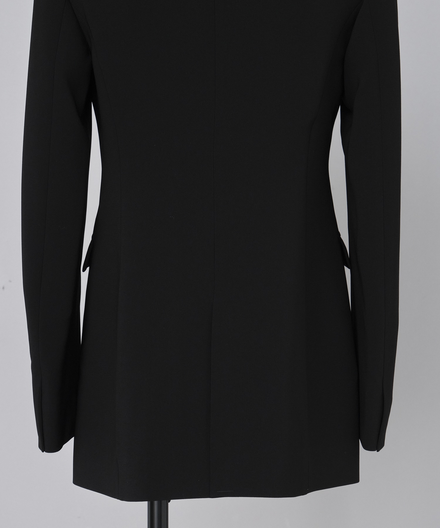 Triacetate Polyester Collarless Double Breasted Suit Jacket Mame Kurogouchi