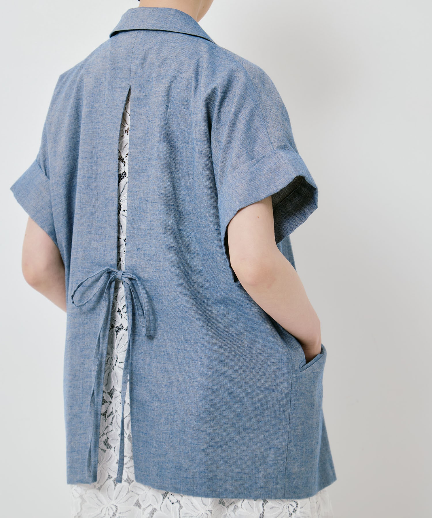 MELANGE LACE VEST LAYERED JACKET AMERI