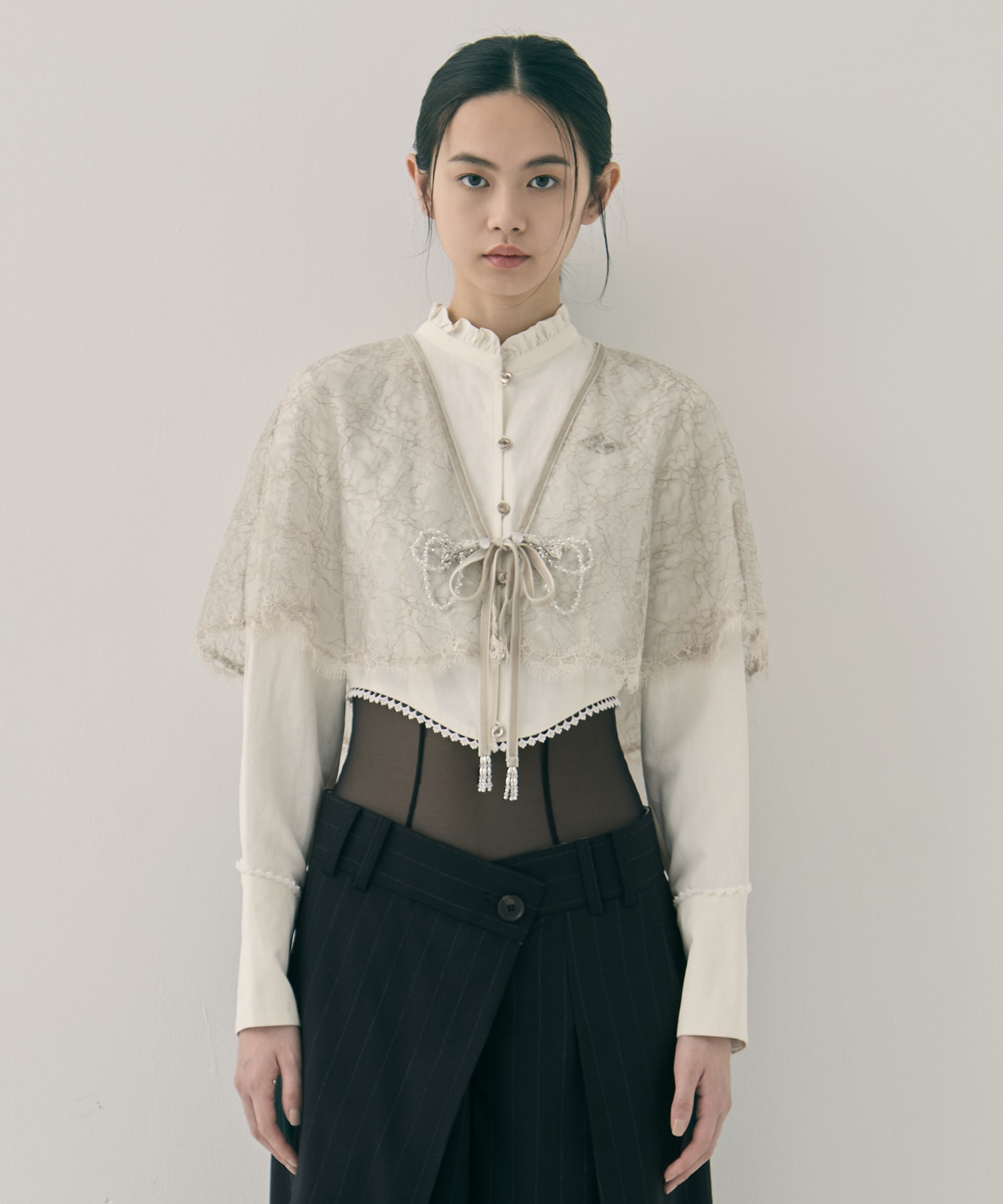 flower lace velvet ribbon cape tanakadaisuke