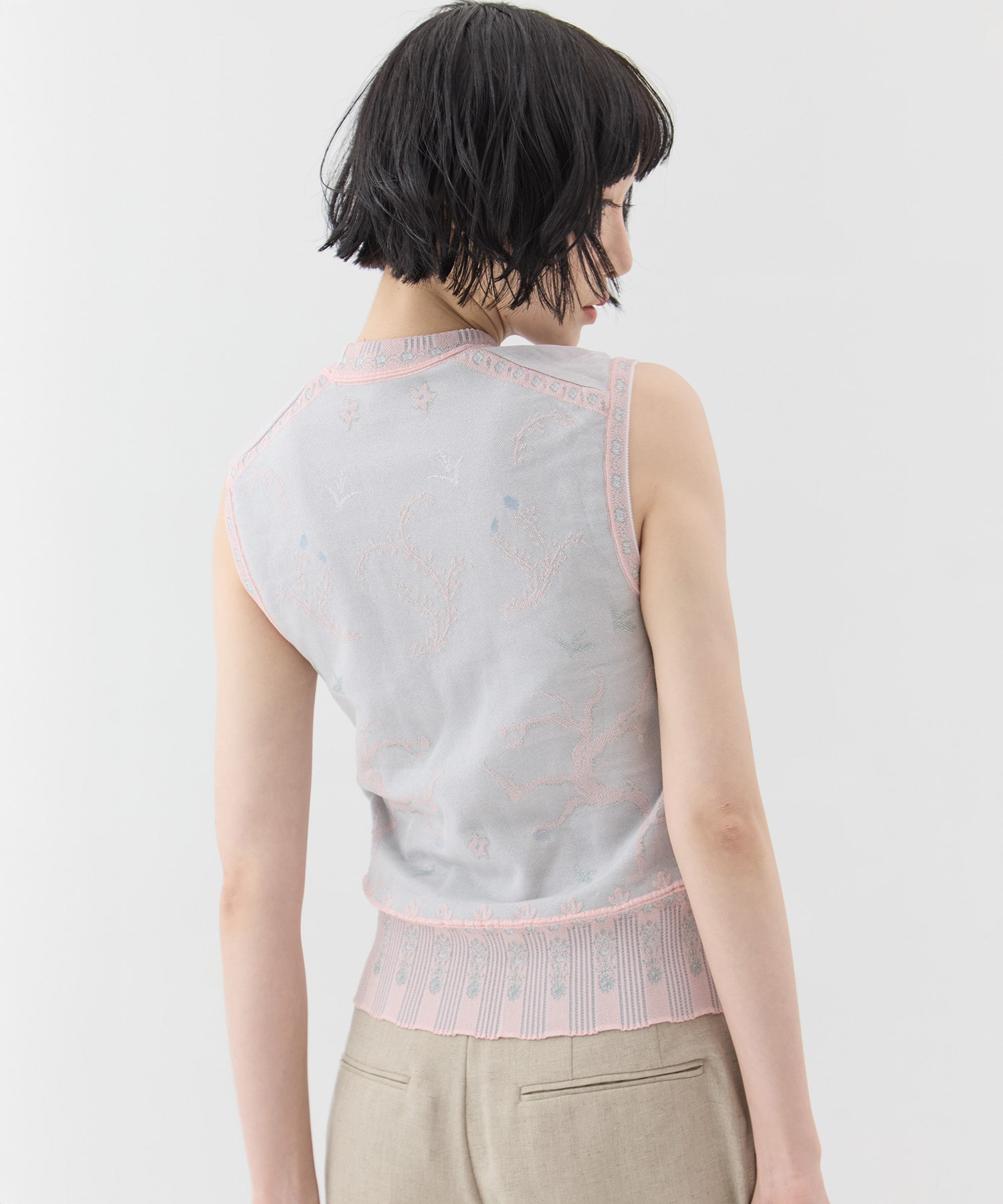 Layered Jacquard Sleeveless Knit Top Mame Kurogouchi