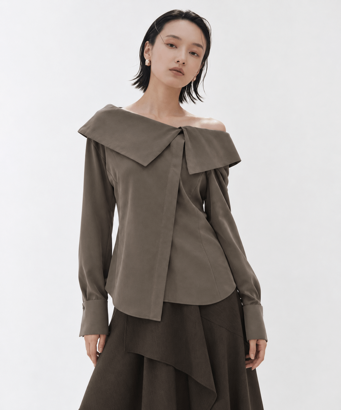 Fibril Scarf-Neck Blouse STUDIOUS