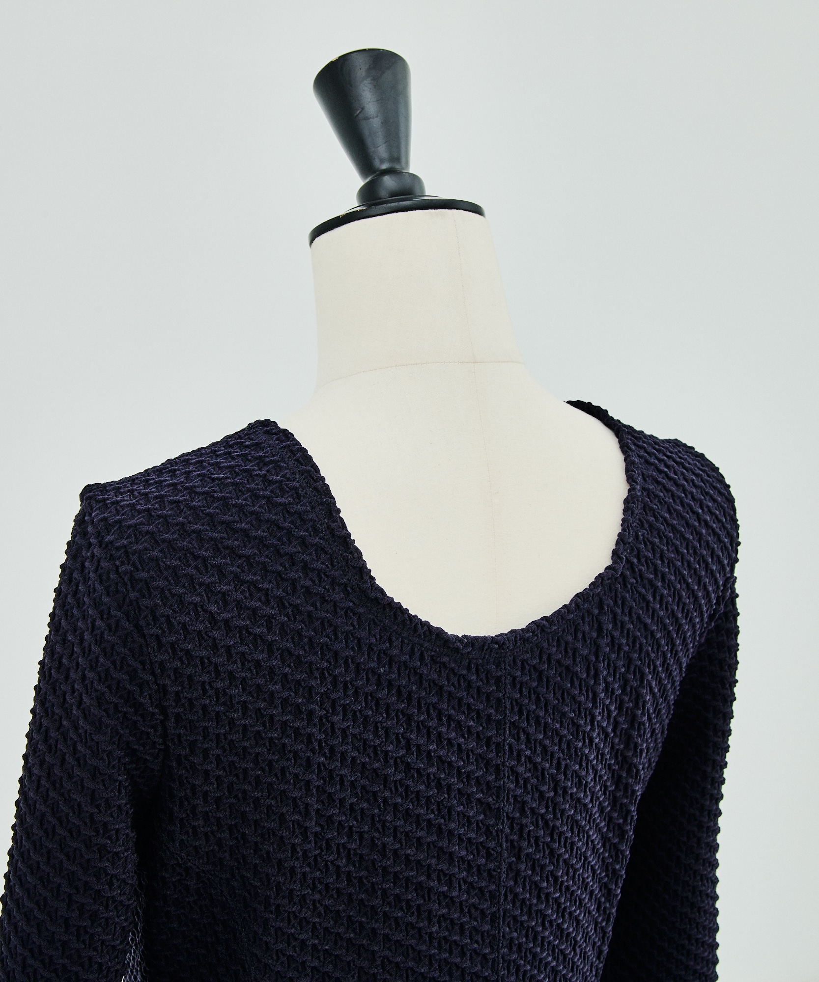 Shirring Jersey Jacquard Long Sleeve Dress Mame Kurogouchi