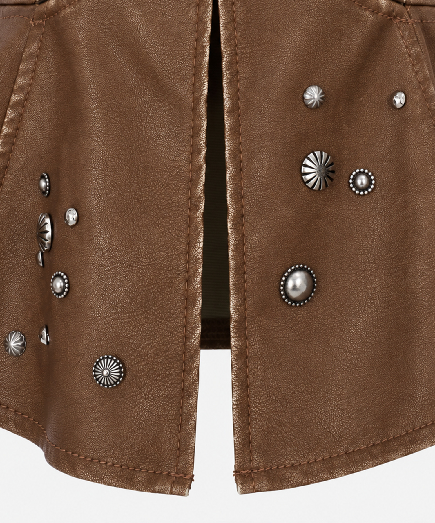 STUDS PEPLUM SYNTHETIC LEATHER BUISTIER AMERI