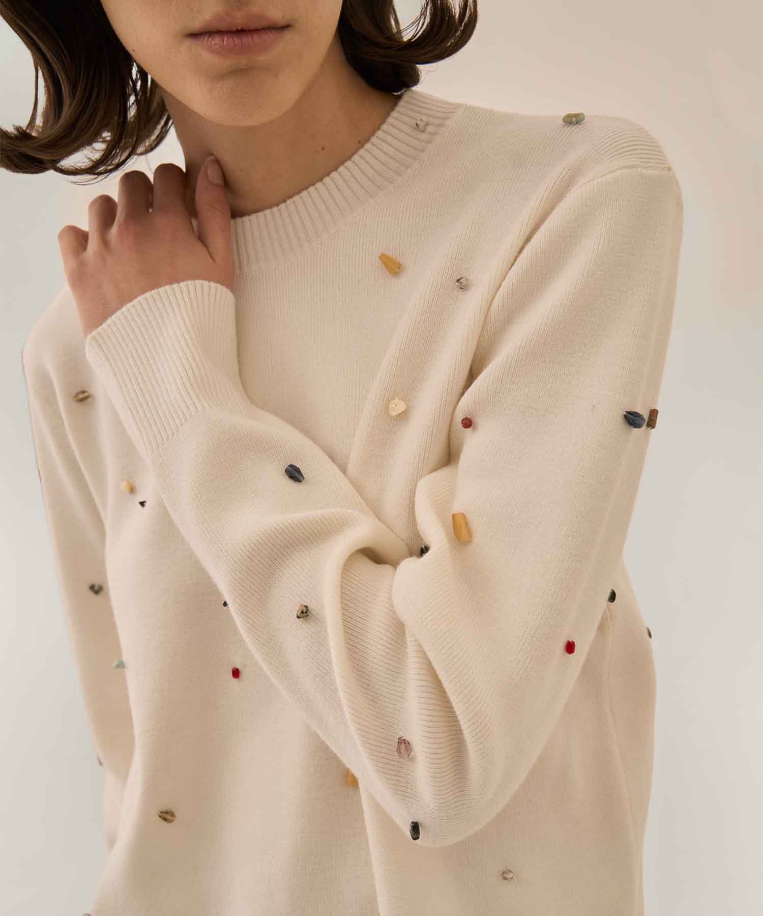 Aila glass beads& ores knit pullover AKIRANAKA