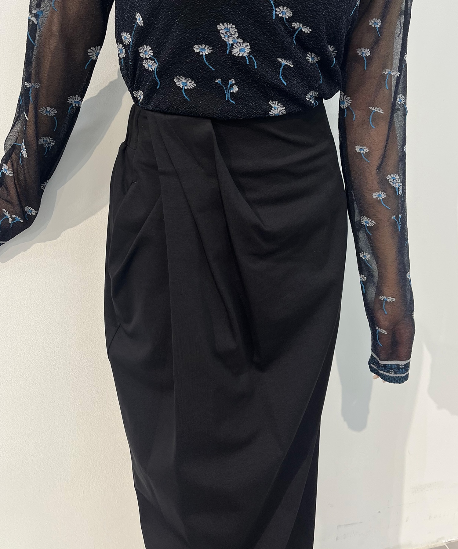 Cotton Jersey Asymmetric Skirt Mame Kurogouchi