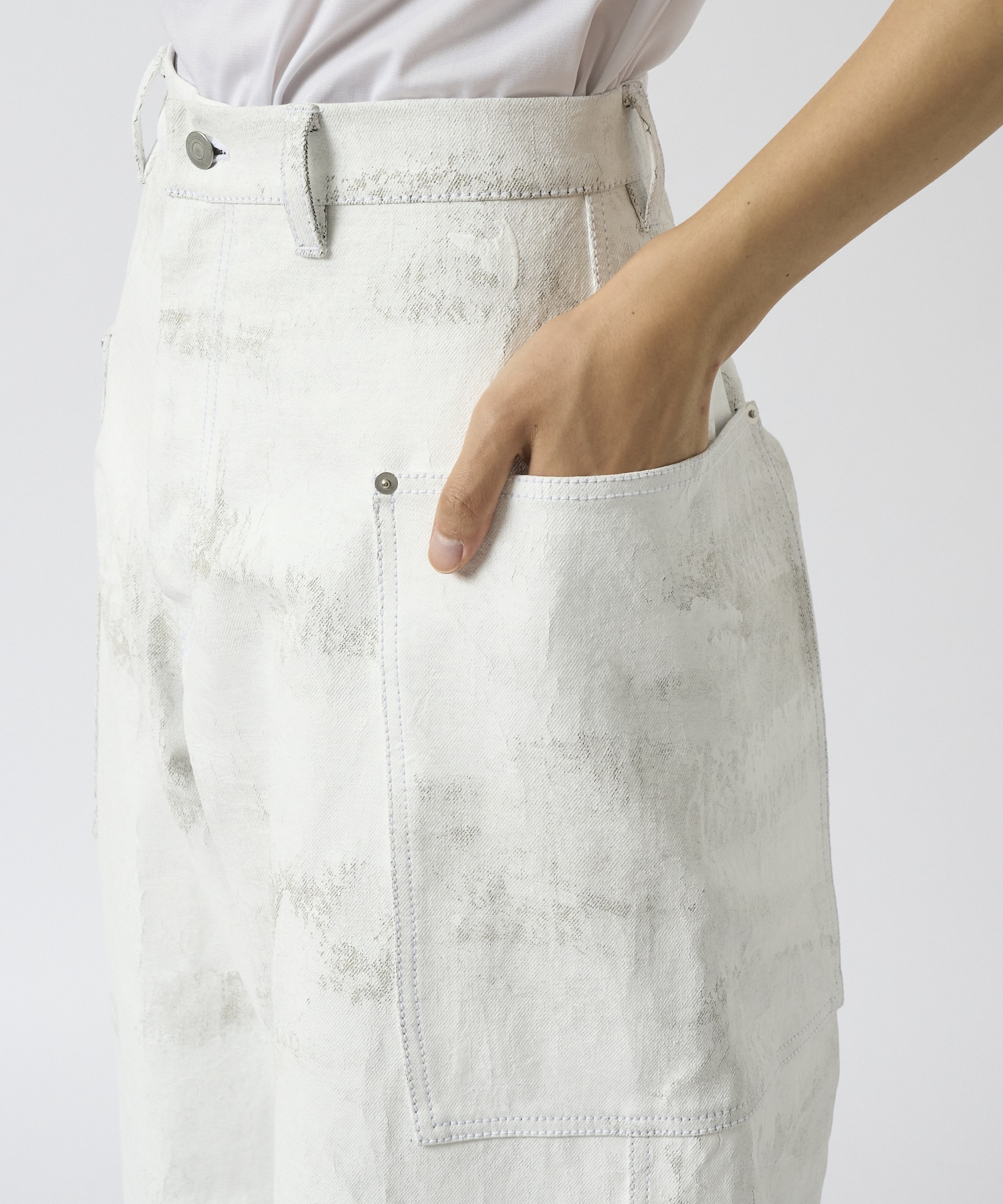 Side Pocket Wide Pants(White Hand Painting) Nomat