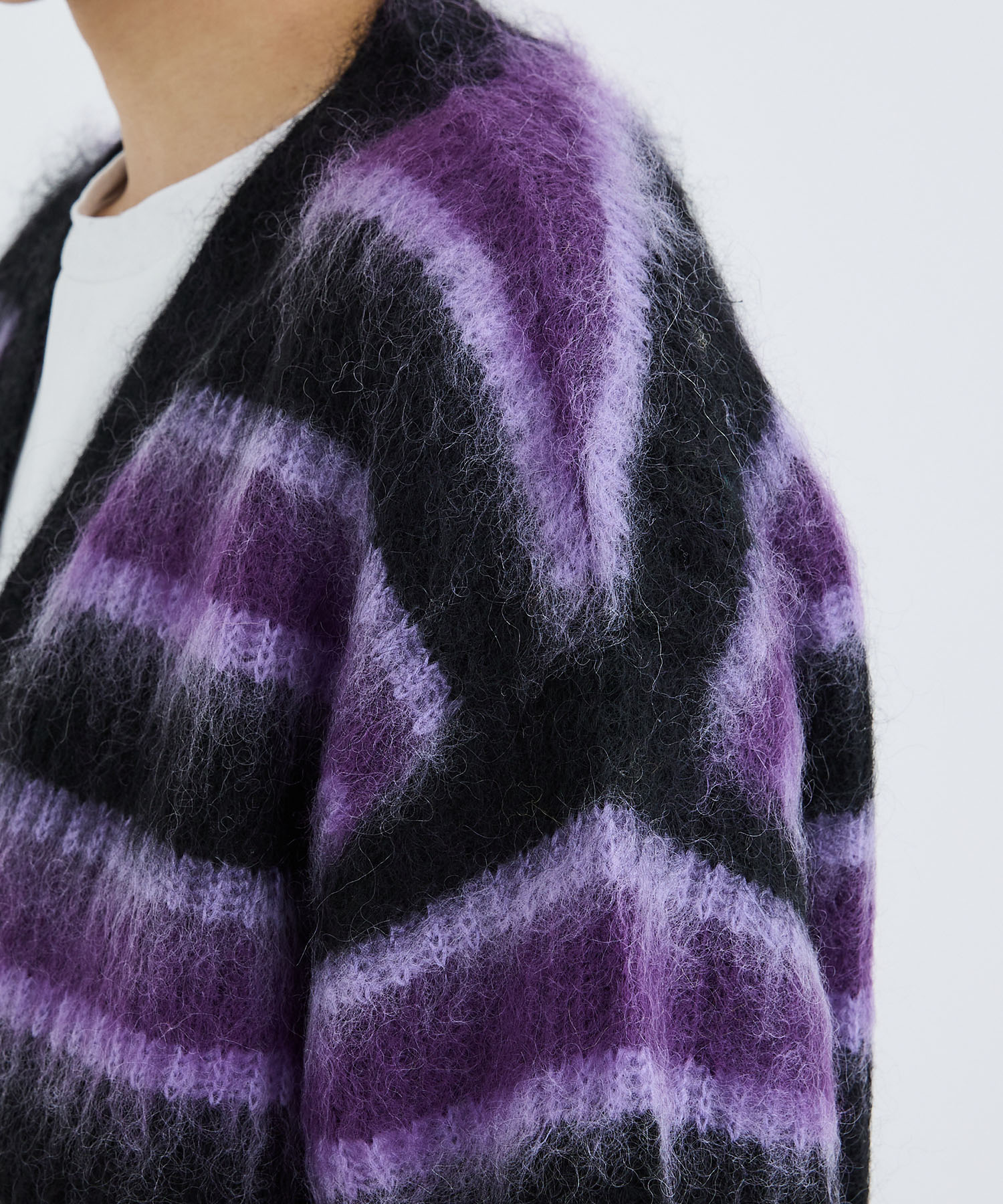 別注>MOHAIR BORDER KNIT CARDIGAN | DISCOVERED