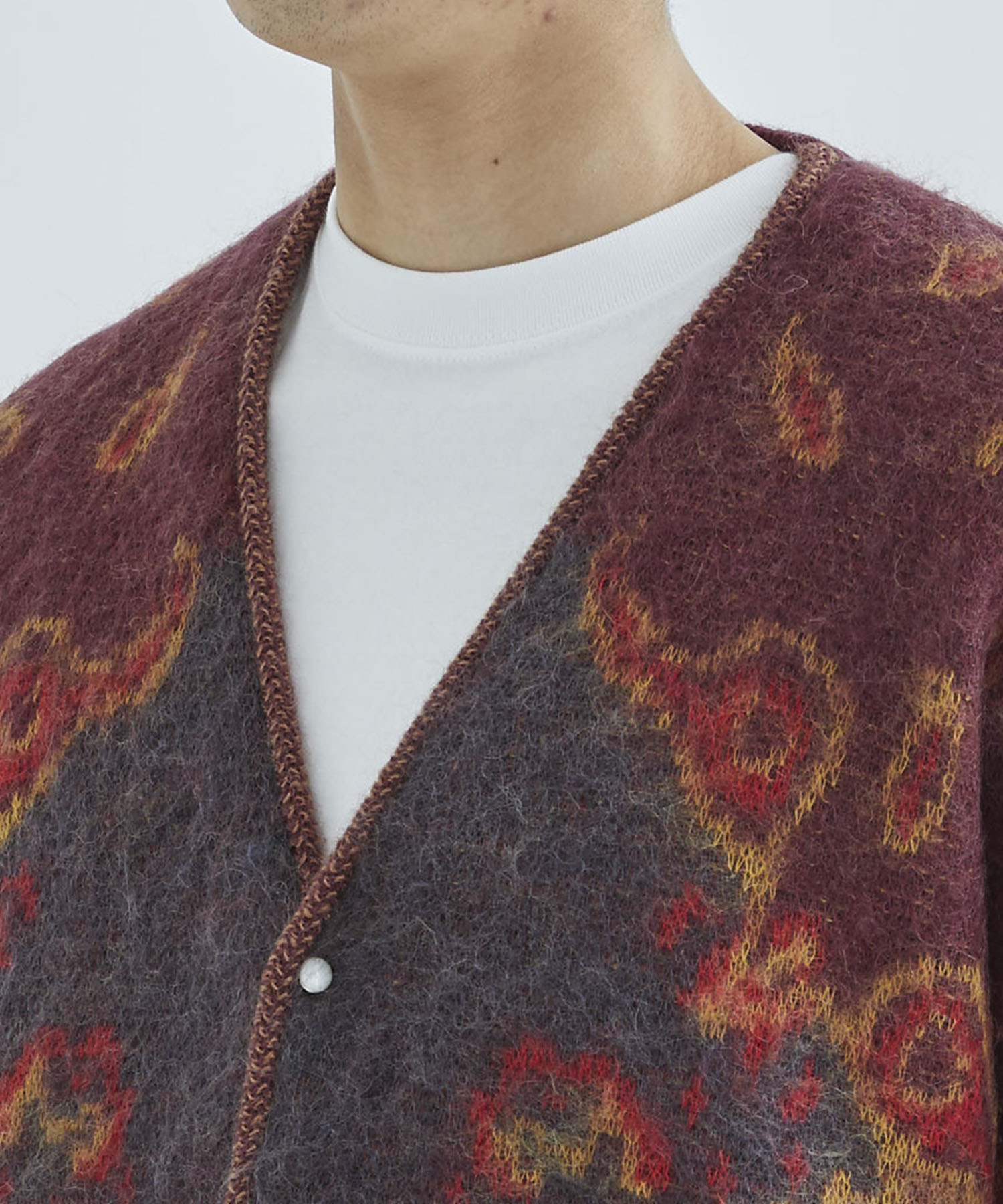 Mohair jacquard knit cardigan | TOGA VIRILIS