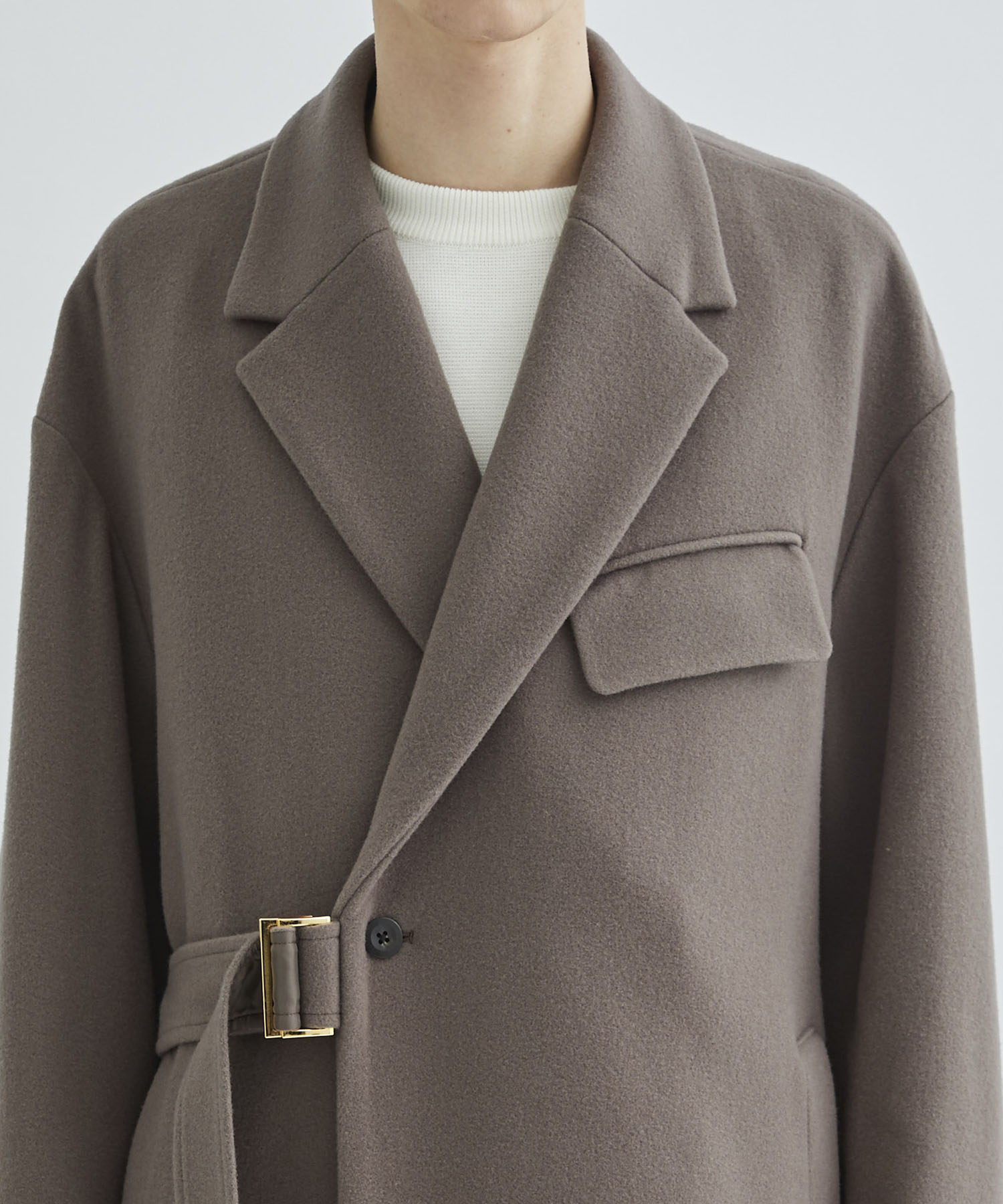 Lamb Wool Melton Tie Locken Coat | CULLNI