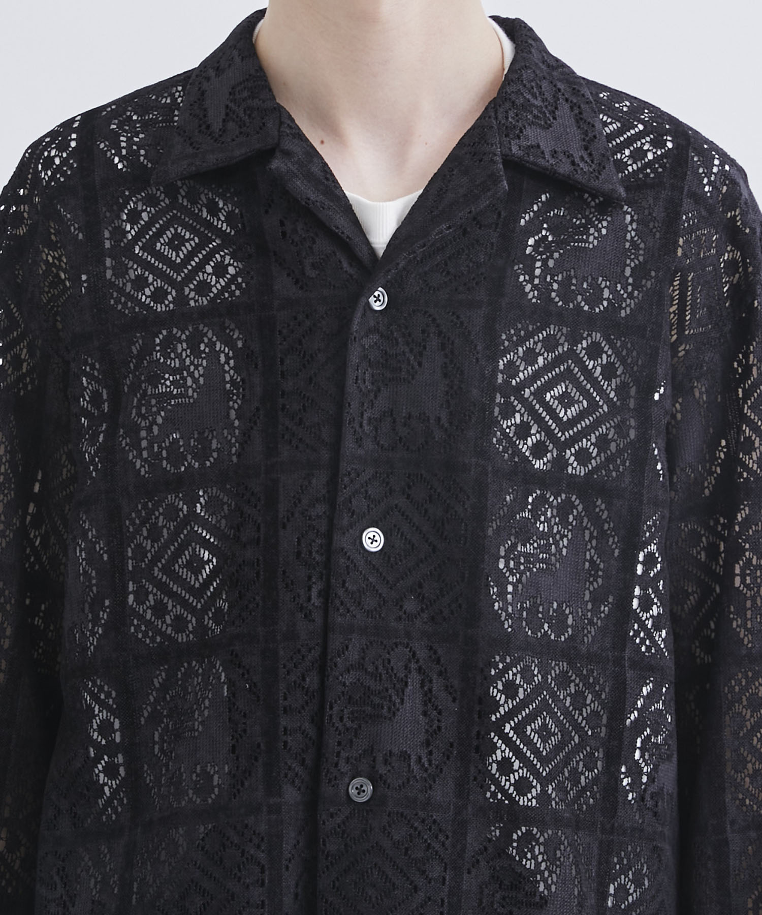 Time is on BALFAS LACE O/C SHIRT Beige - シャツ