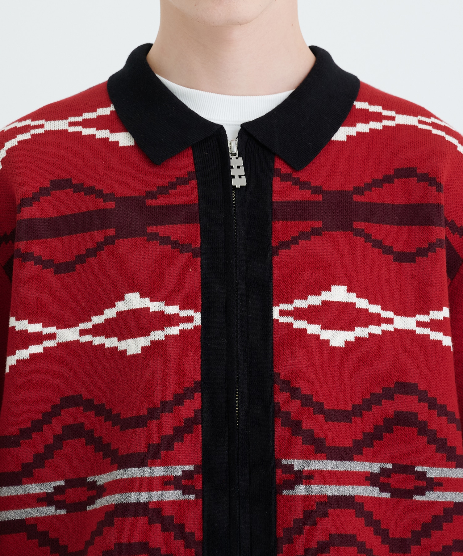 Nordic zip up cardigan(RED)｜TTT MSW