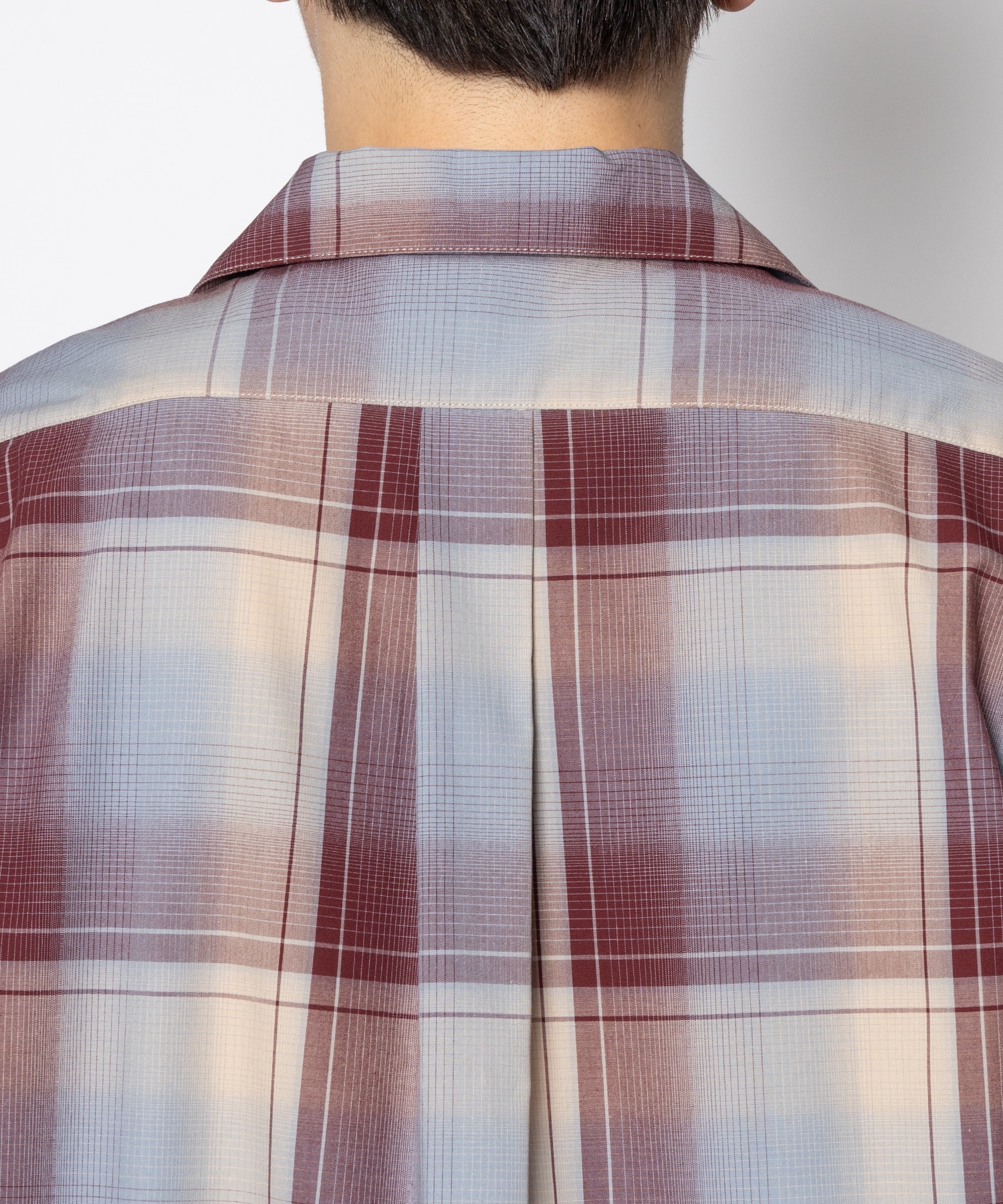 OMBRE PLAID OPEN COLLAR BLOUSE SUGARHILL