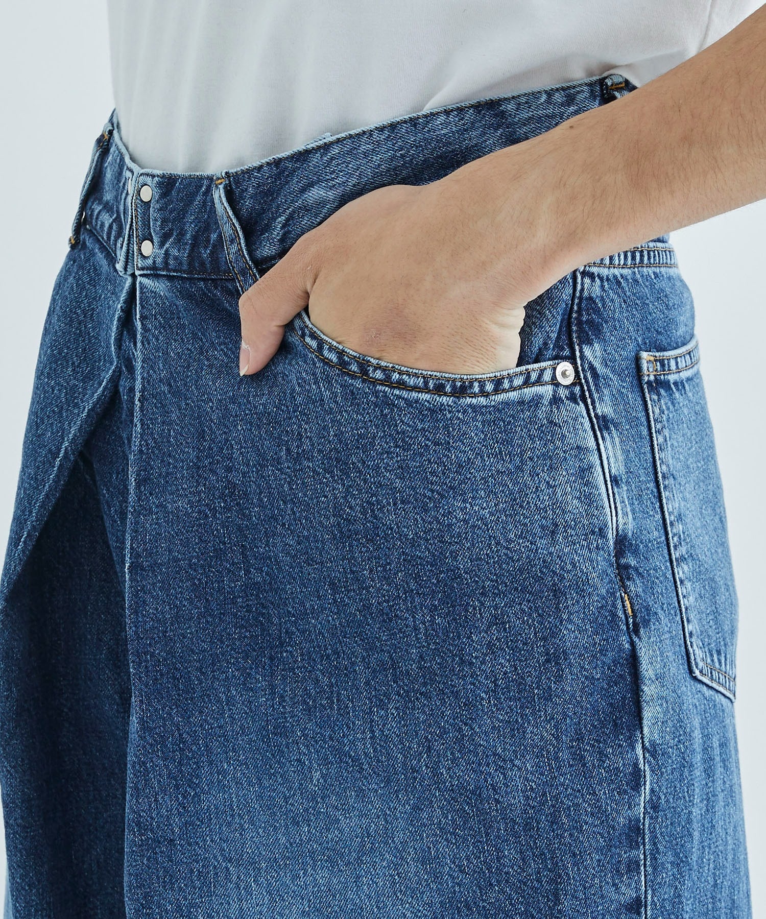 WASHED DENIM WIDE PANTS JOHN LAWRENCE SULLIVAN