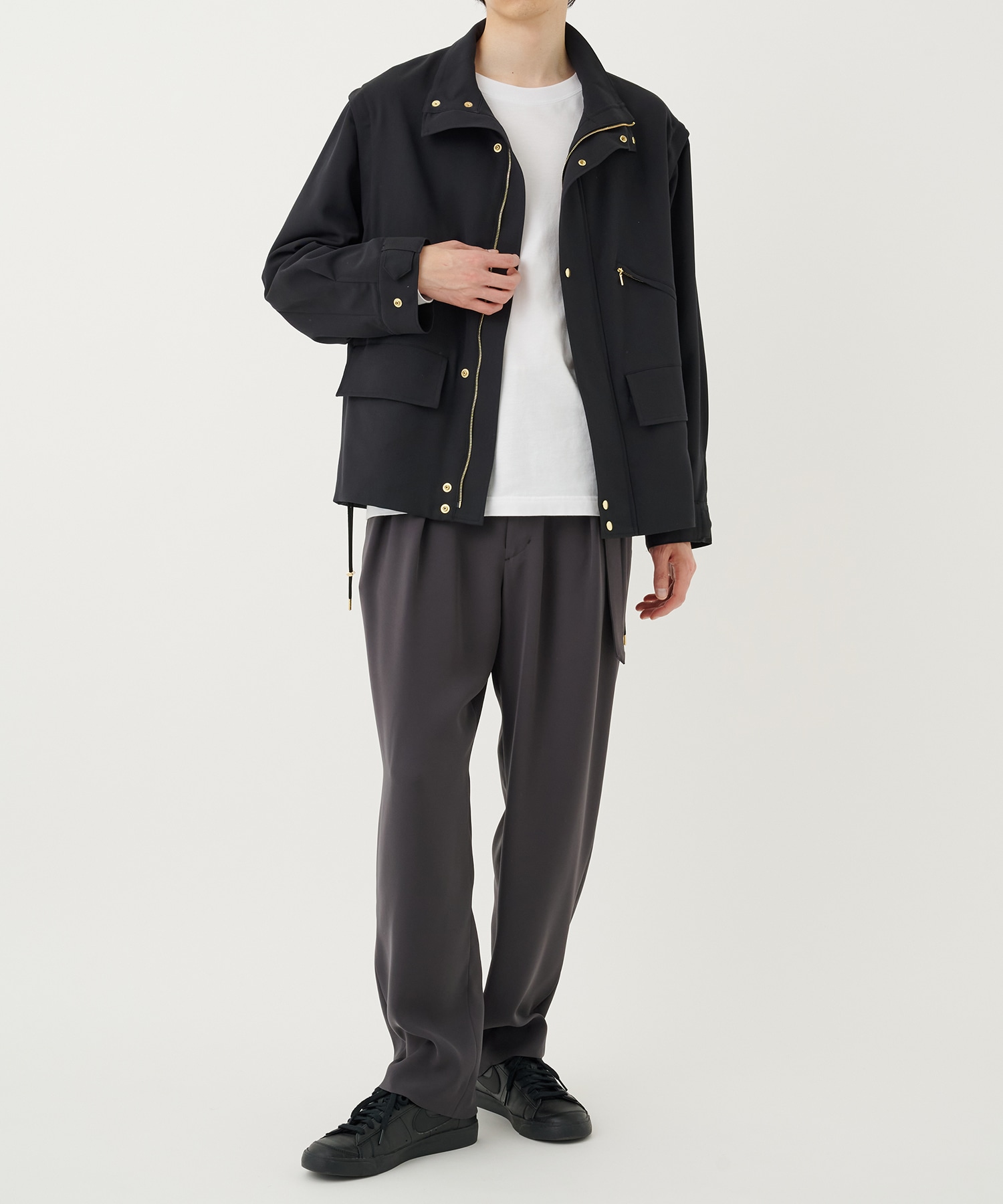 Dry Karsey Removable Sleeves Drawstring Short Coat CULLNI
