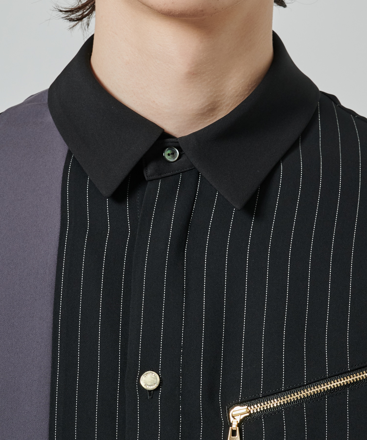 Double Satin Bi Color Short Sleeve Shirt CULLNI