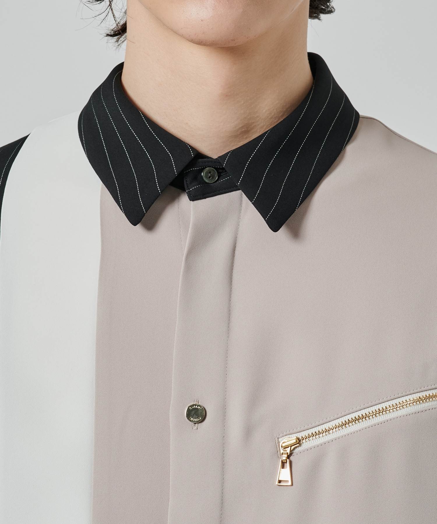 Double Satin Bi Color Short Sleeve Shirt CULLNI