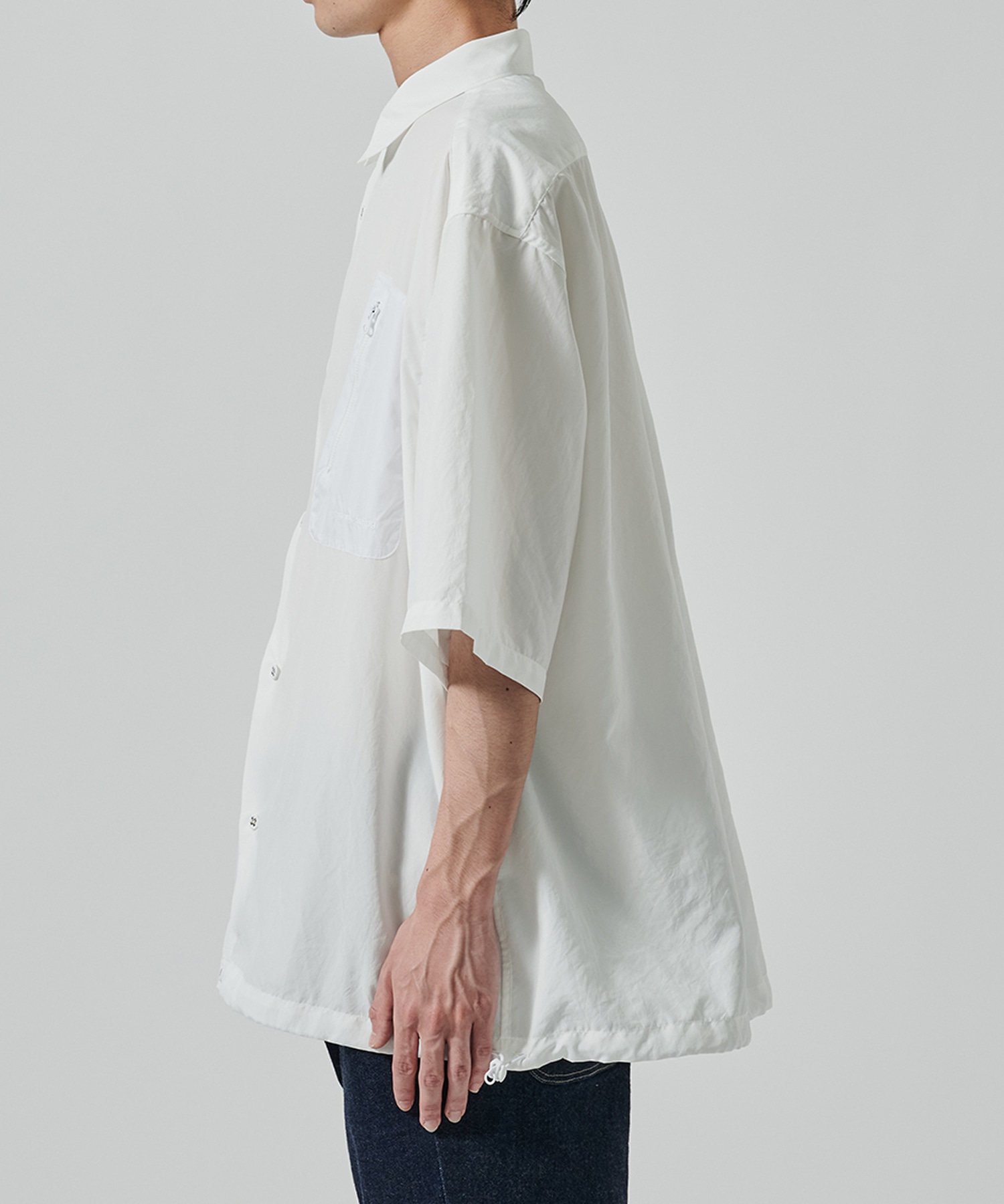 〈別注〉 DRAW CORD S/S POCKET SHIRTS White Mountaineering