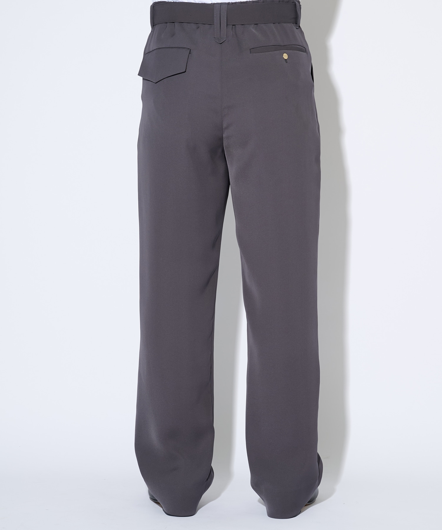 Dry Double Satin 1Tuck Pant with Long Belt | CULLNI