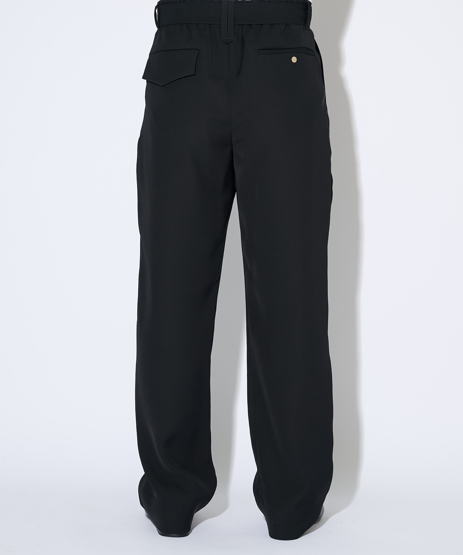 Dry Double Satin 1Tuck Pant with Long Belt CULLNI