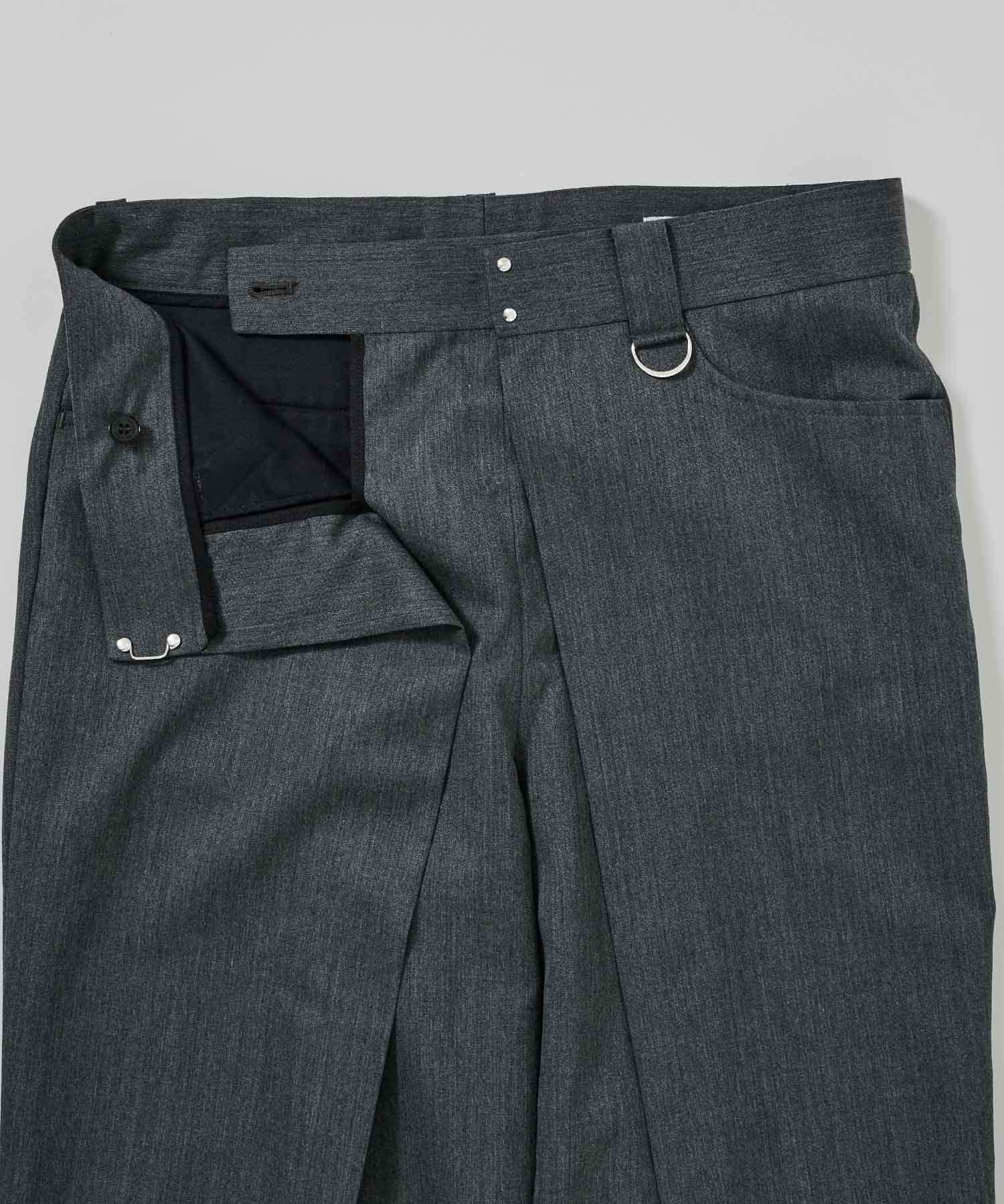別注 SUMMER WOOL GABARDINE FOLDED WIDE TROUSERS JOHN LAWRENCE SULLIVAN