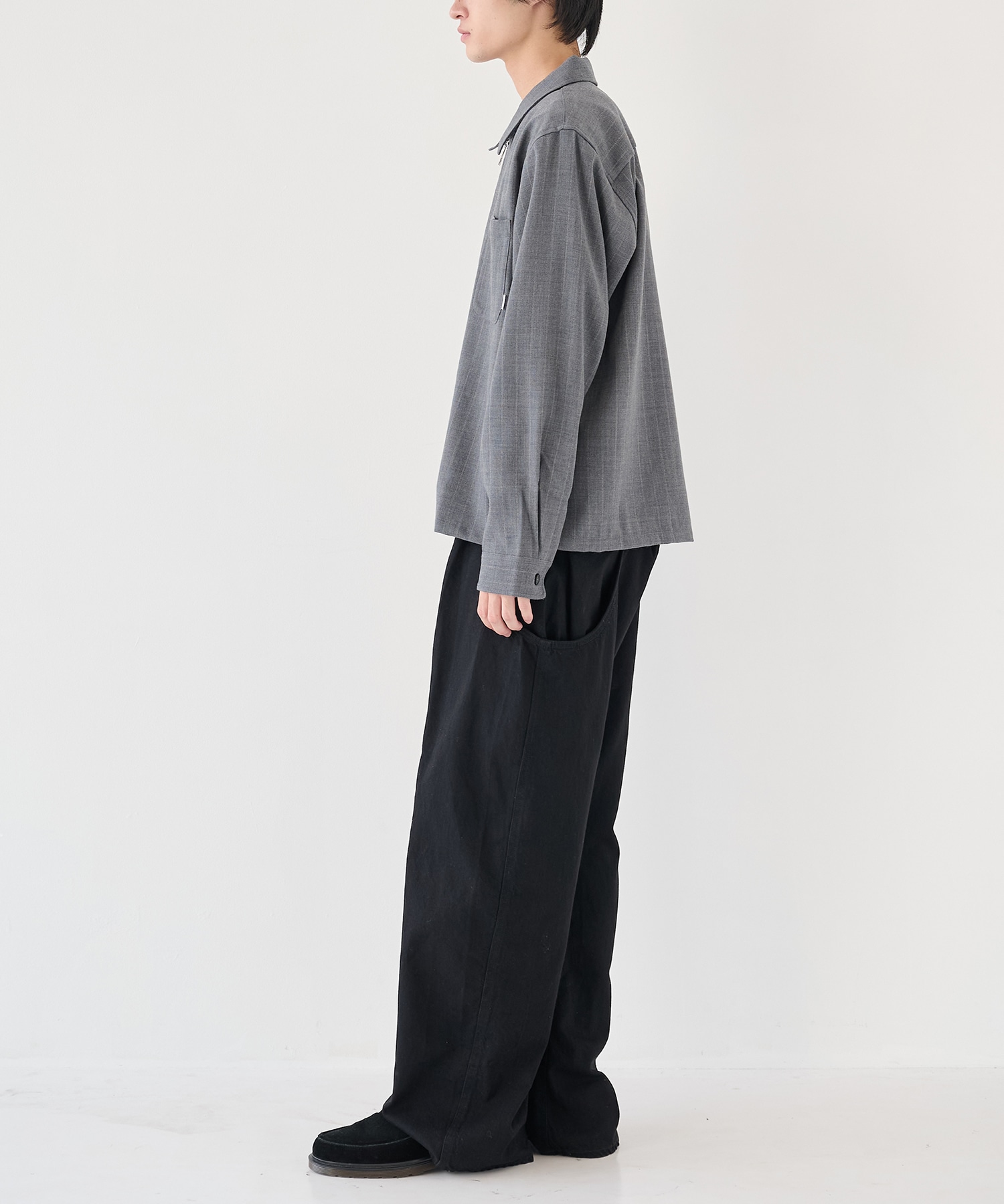 WOOL STRIPE ZIP SHIRT JieDa