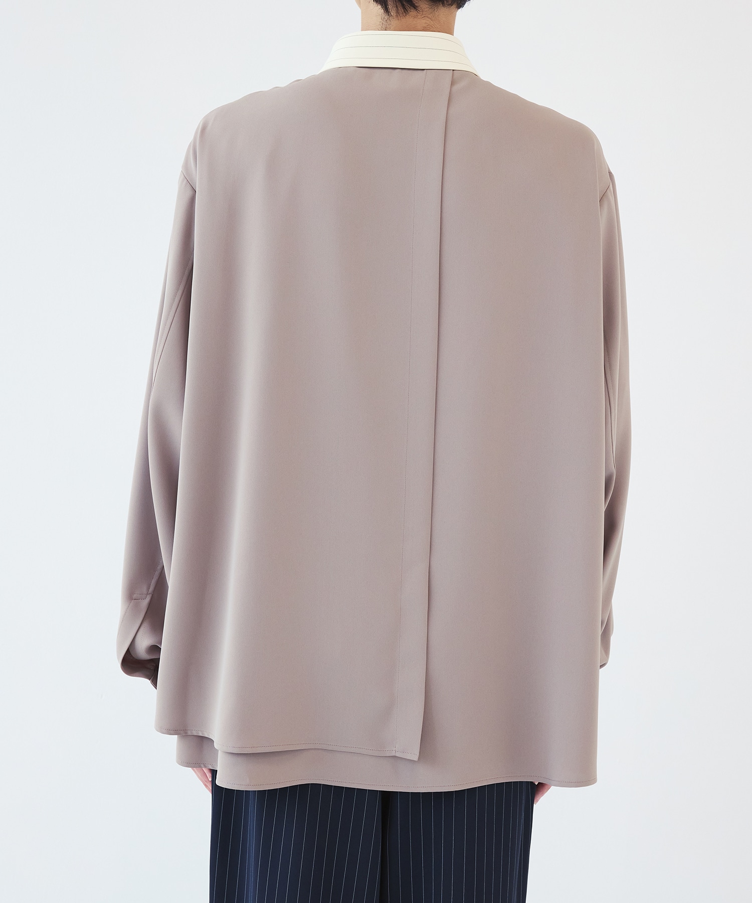 Stripe Collar Double Cloth Asymmetrical Layered Shirt CULLNI