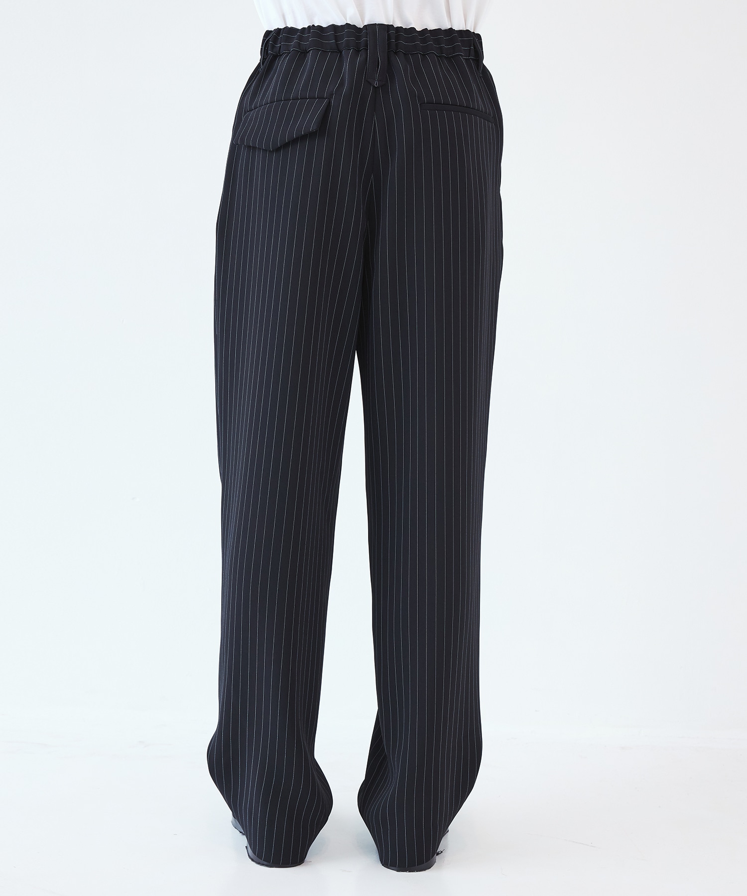 Stripe Double Cloth 3Tuck Semi Wide Pants CULLNI