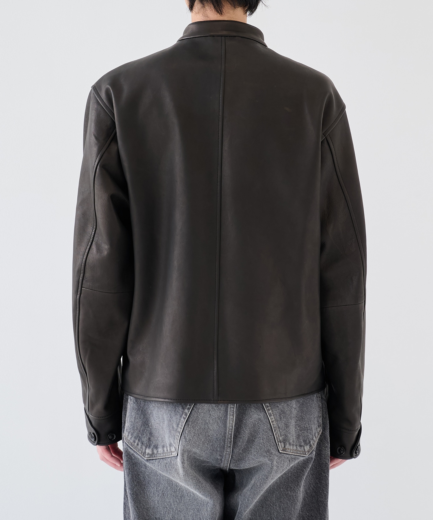 Lamb Leather Zip Short Jacket blurhms