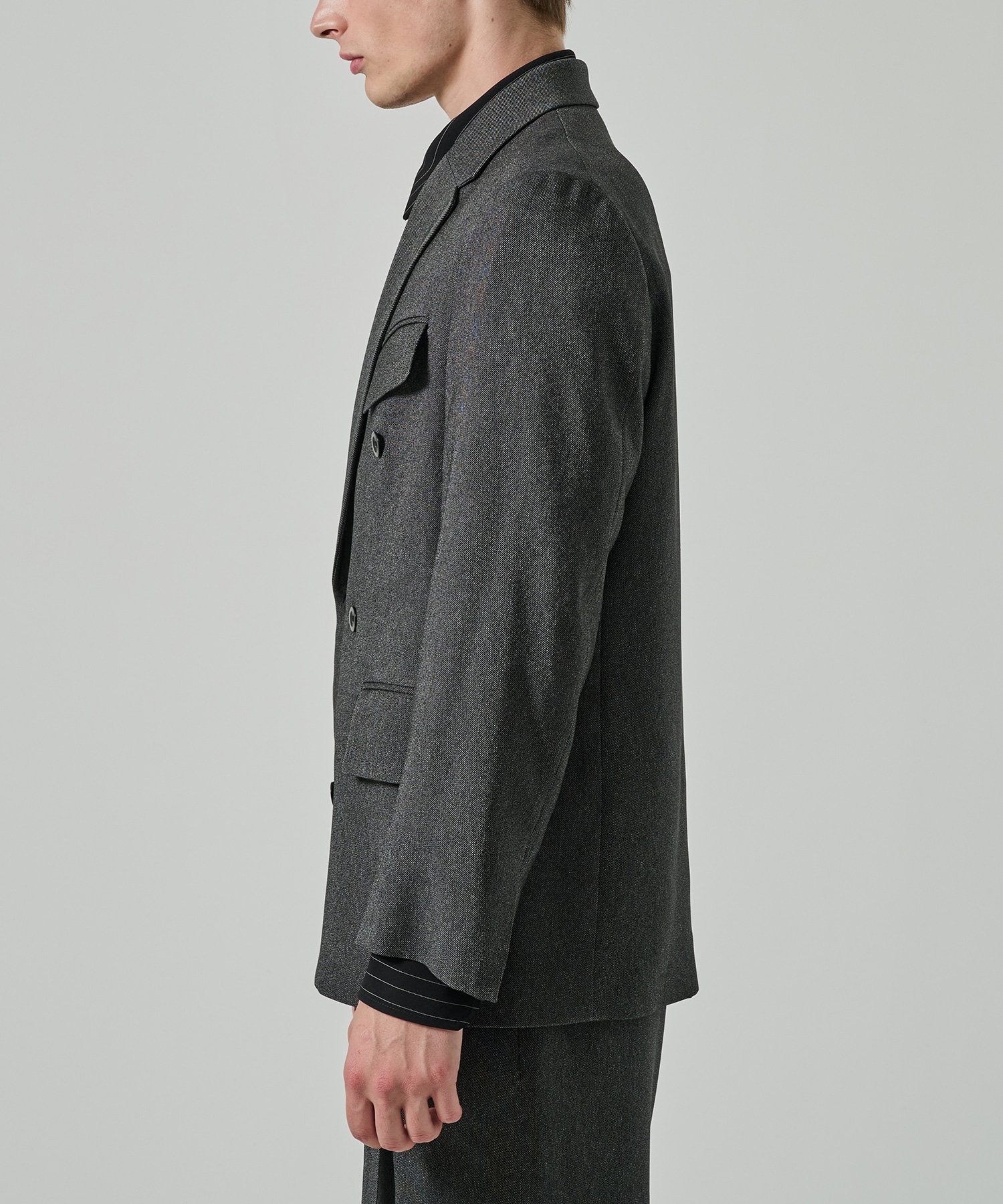 Faux Denim Slant Belt Tailored Jacket CULLNI