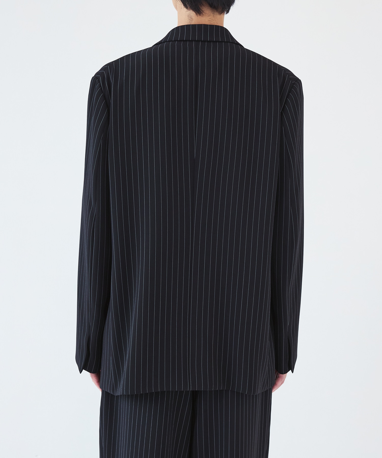 Stripe Double Cloth Slant Belt Tailored Jacket CULLNI