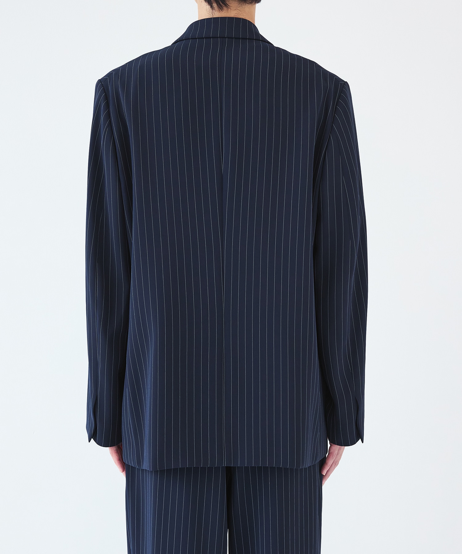 Stripe Double Cloth Slant Belt Tailored Jacket CULLNI