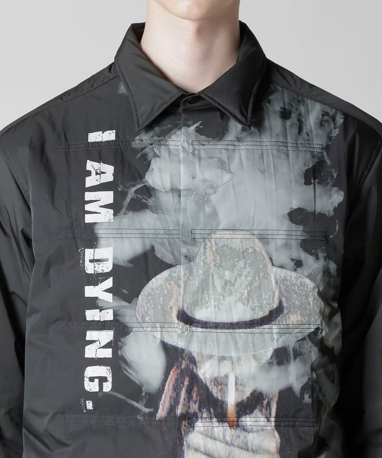 TOBACCO OLD MAN PRINTED PADDED BLOUSE Yohji Yamamoto