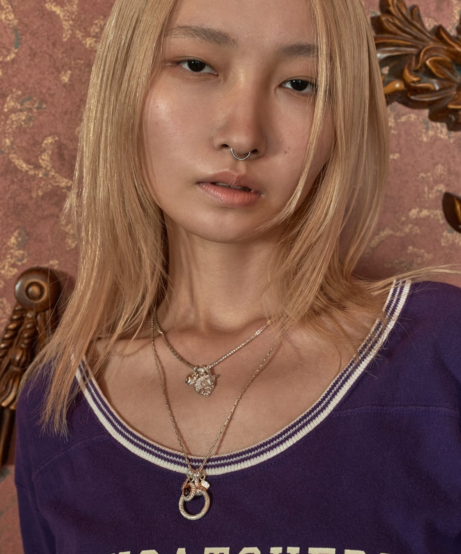 C-042 Horse shoe drop necklace (60cm)＋Horse bit glass holde WAKAN SILVER SMITH