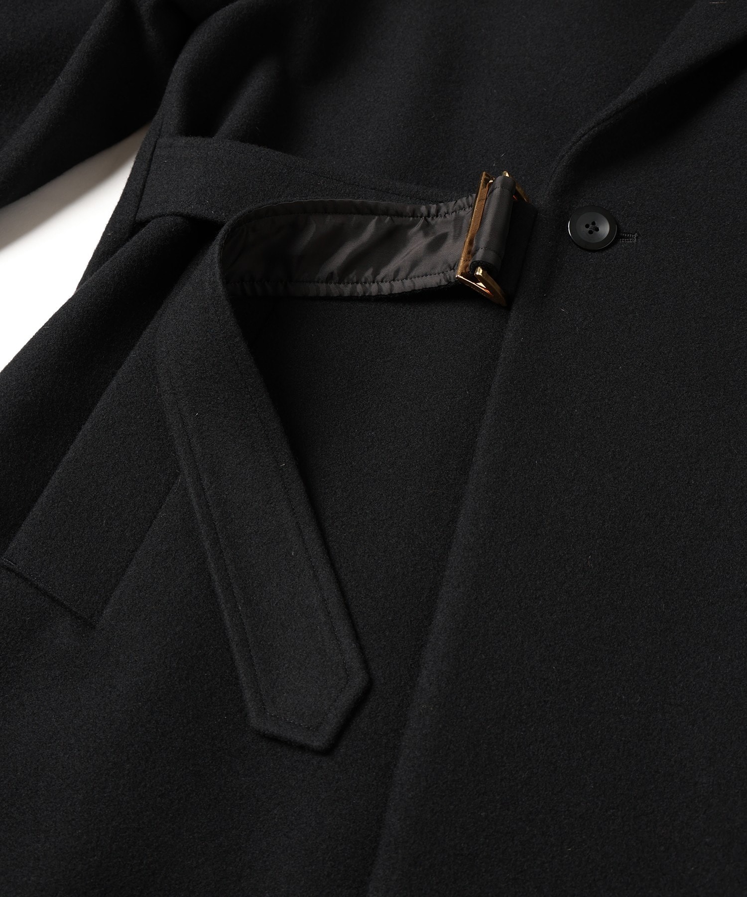 Lamb Wool Melton Tie Locken Long Chester Coat CULLNI