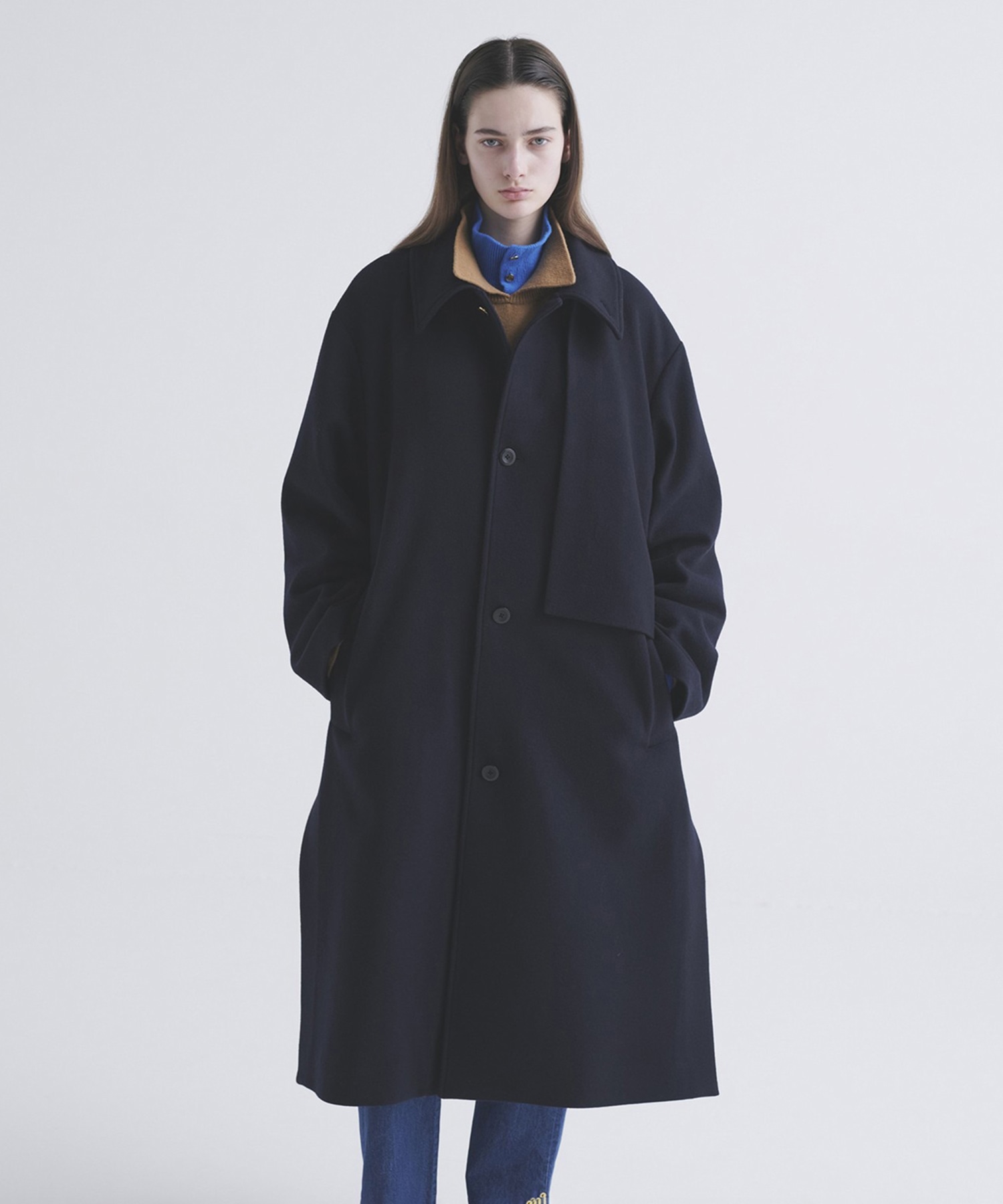Lamb Wool Melton Layerd Long Coat CULLNI
