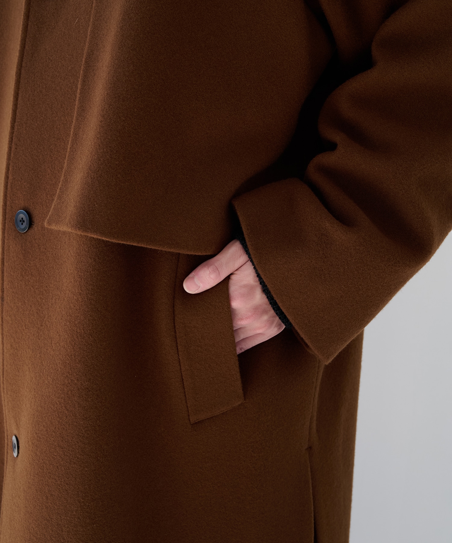 Lamb Wool Melton Layerd Long Coat CULLNI