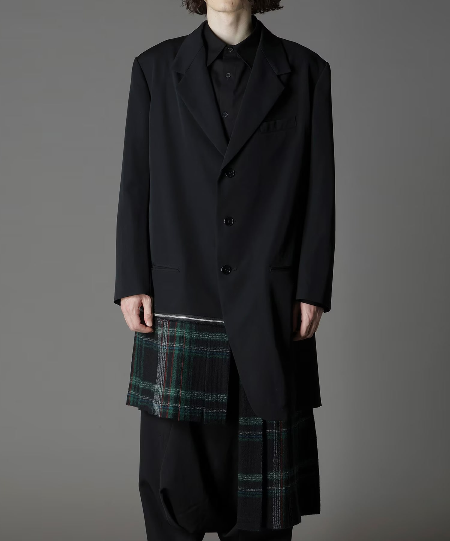 W/GABARDINE DOUBLE GAUZE RIGHT PLEATED JACKET GroundY