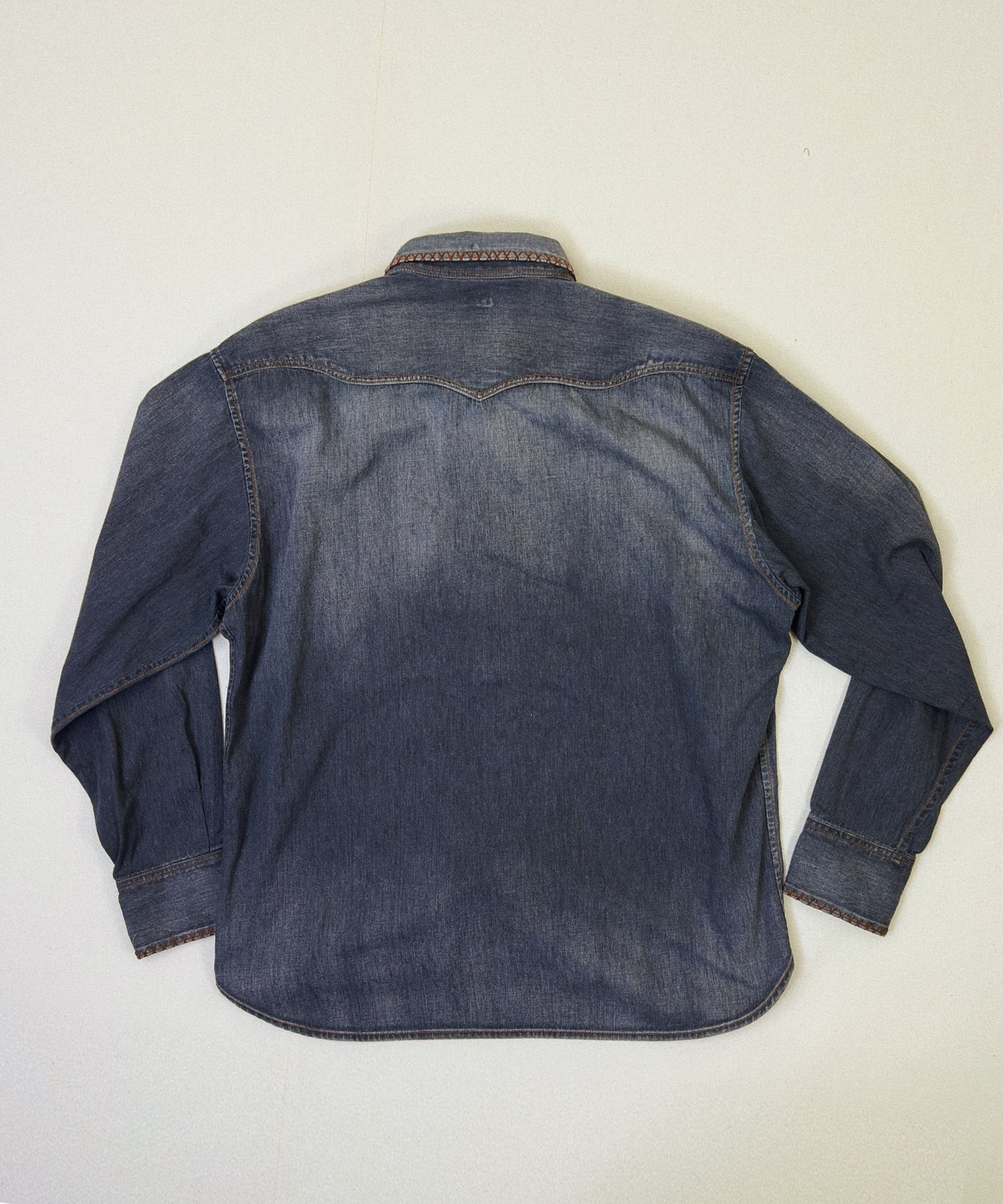Hand-Embroidered Denim Shirt KHOKI