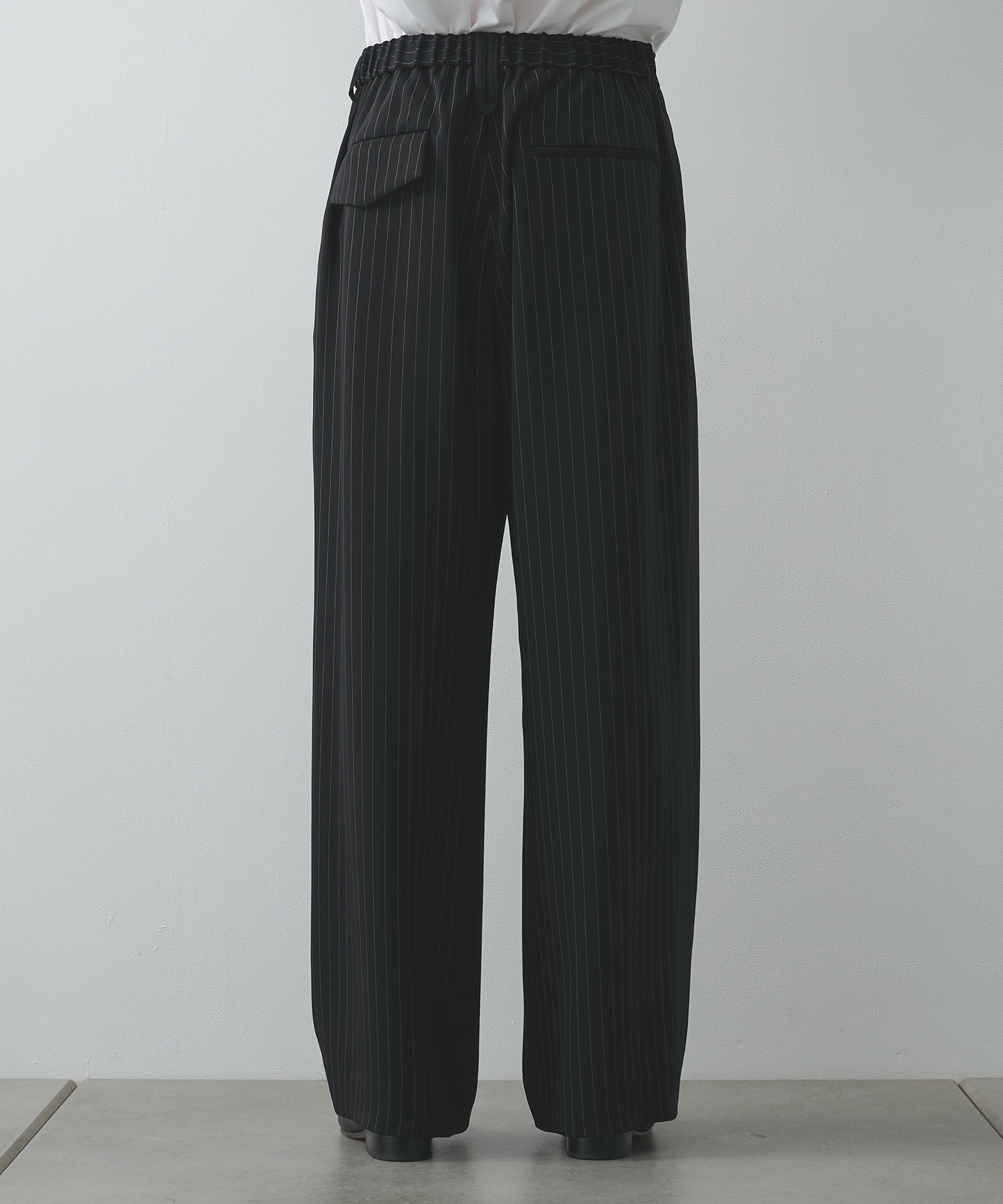 Stripe Double Cloth Tuck Wide Pant CULLNI
